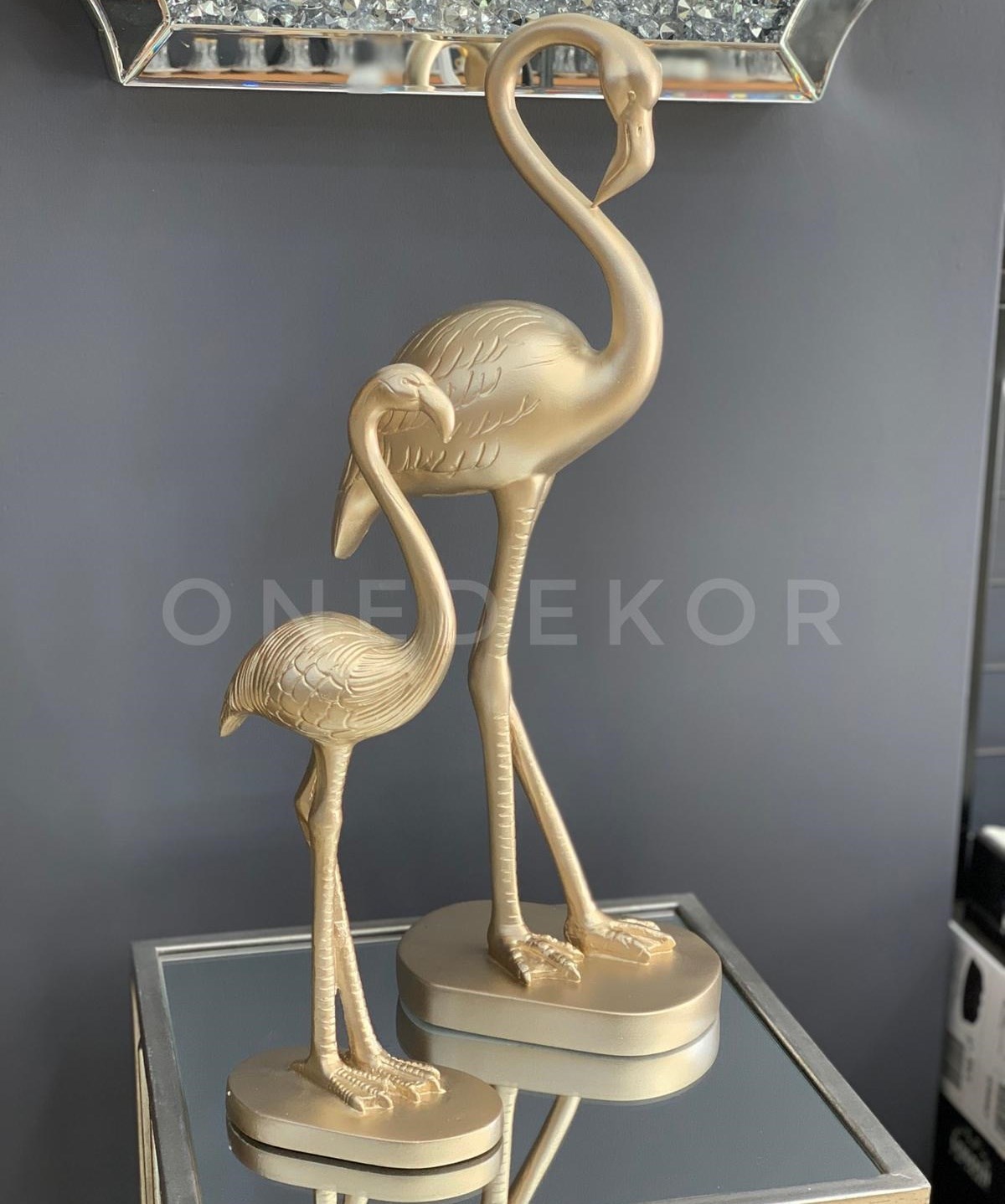 The Mia 2'li Flamingo Biblo Seti Gold | Onedekor.com