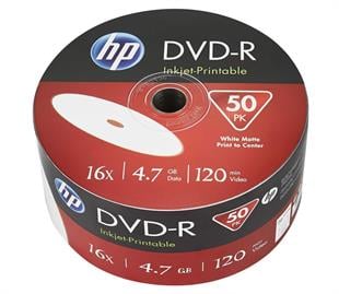 HP İnkjet Printable DVD-R, 16X, 4,7GB, 600 Adet / Koli