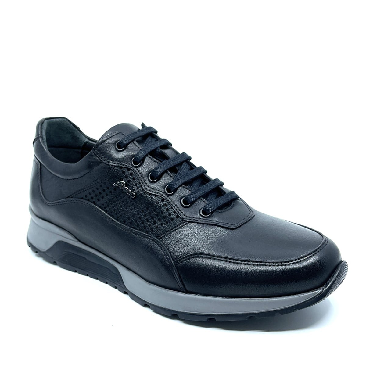 Fosco Hakiki Deri Siyah Sneaker Erkek Ayakkabı 2721 306