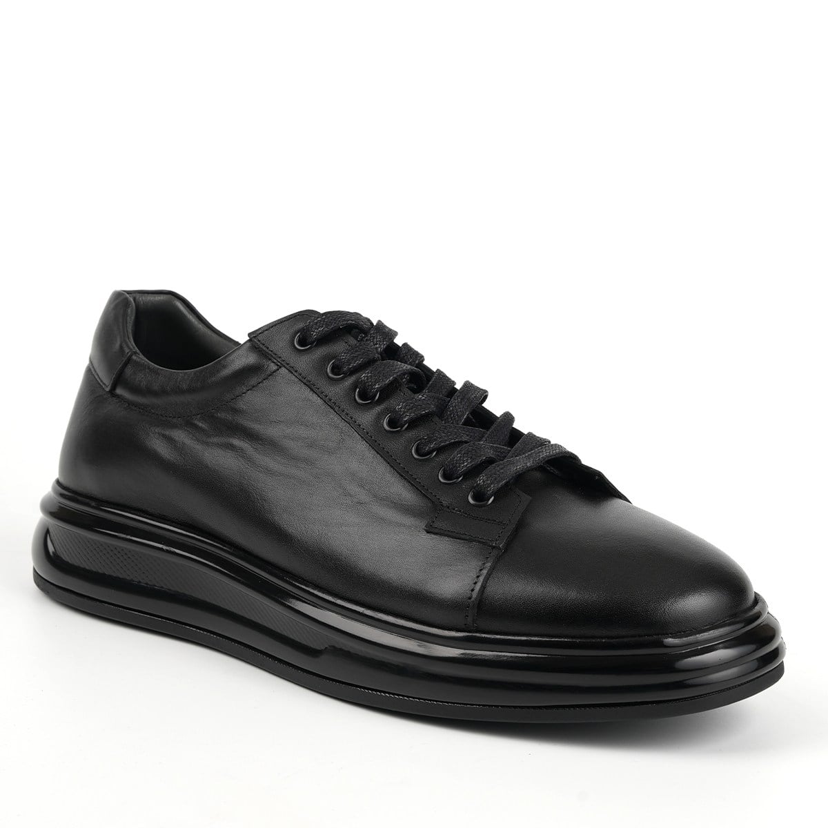 Fosco Hakiki Deri Sneaker Erkek Ayakkabı Siyah 3240 306
