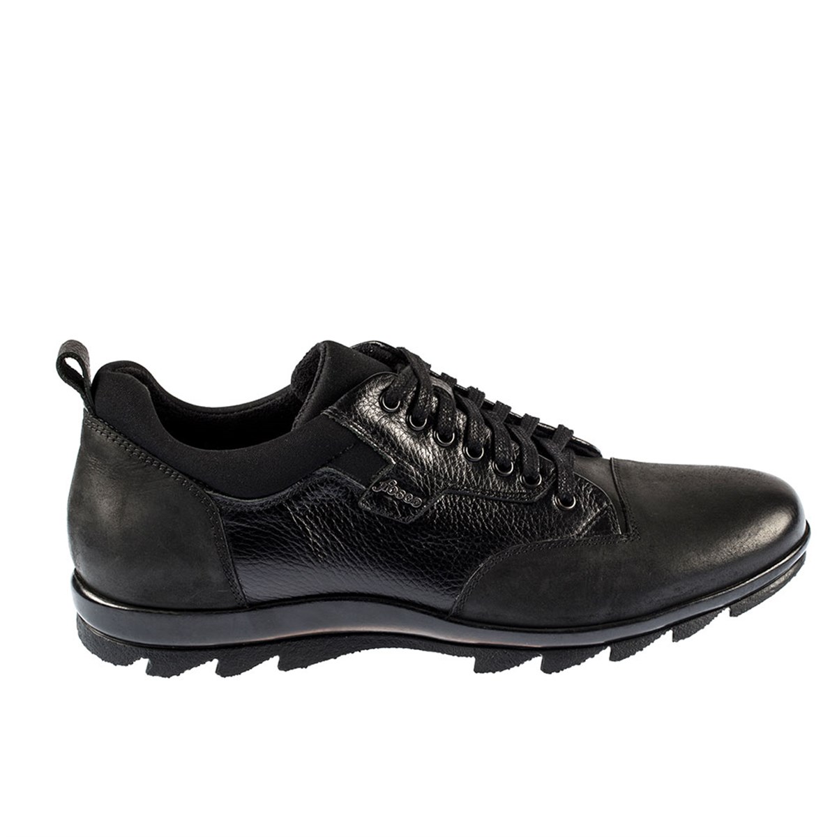 Bağcıklı Siyah Hakiki Deri Kauçuk Taban Sıcak Astar Kışlık Erkek Ayakkabı  9510 636 551 - Fosco