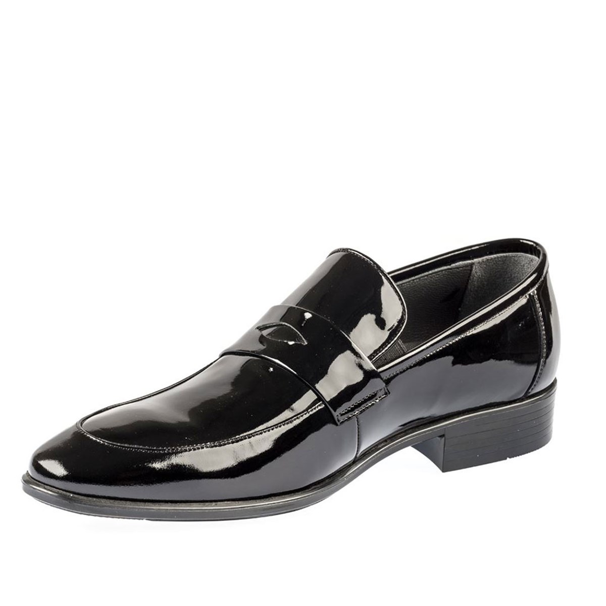 Bağcıksız Siyah Rugan Erkek Klasik Ayakkabı 9074 430 - Fosco