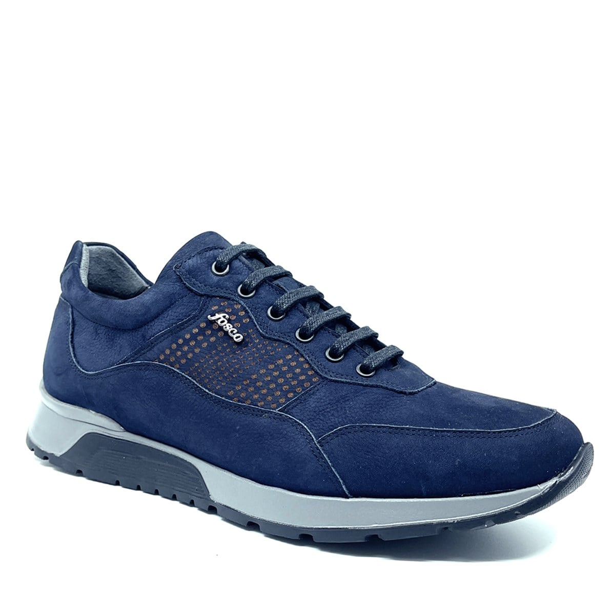 Fosco Hakiki Deri Nubuk Lacivert Sneaker Erkek Ayakkabı 2721 49