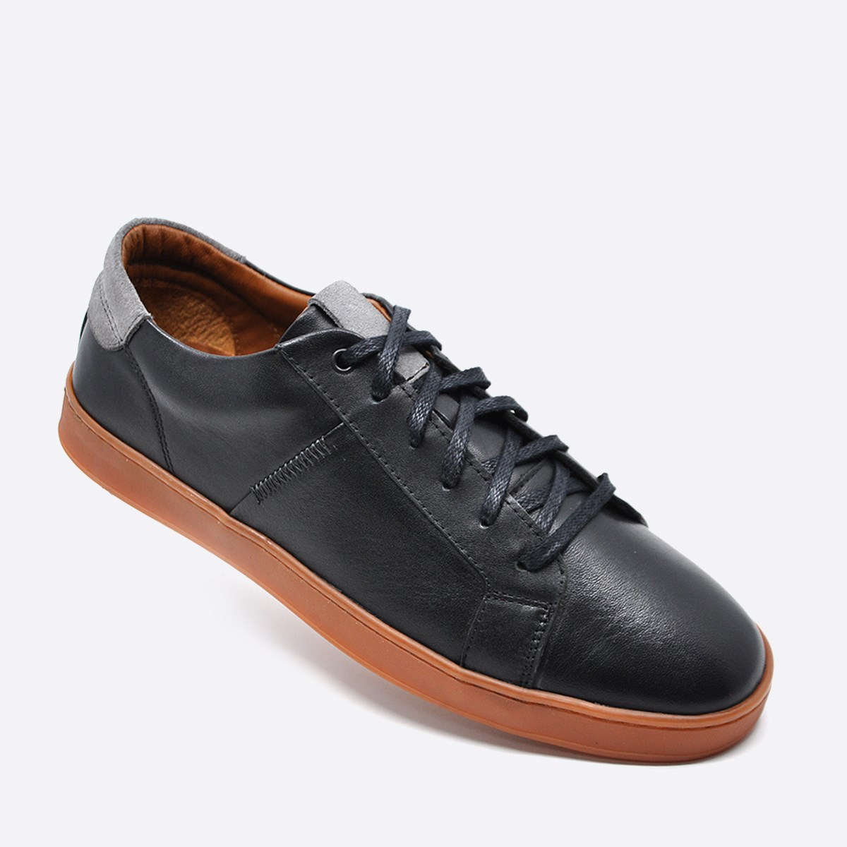 Fosco Hakiki Deri Siyah Sneaker Spor Erkek Ayakkabı 9882 100