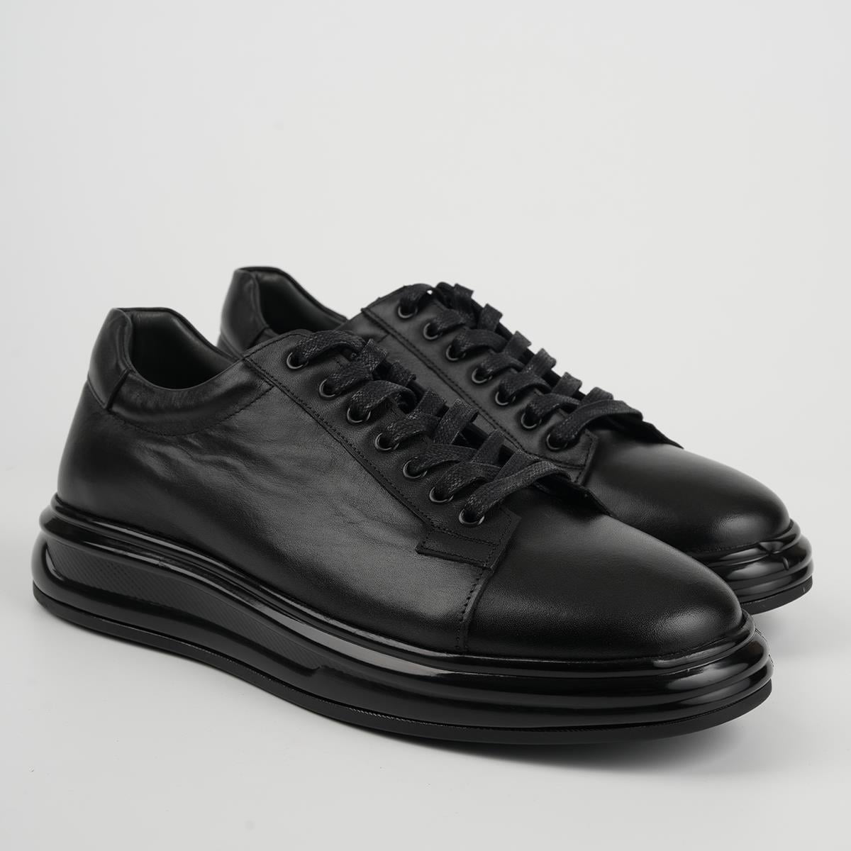 Fosco Hakiki Deri Sneaker Erkek Ayakkabı Siyah 3240 306