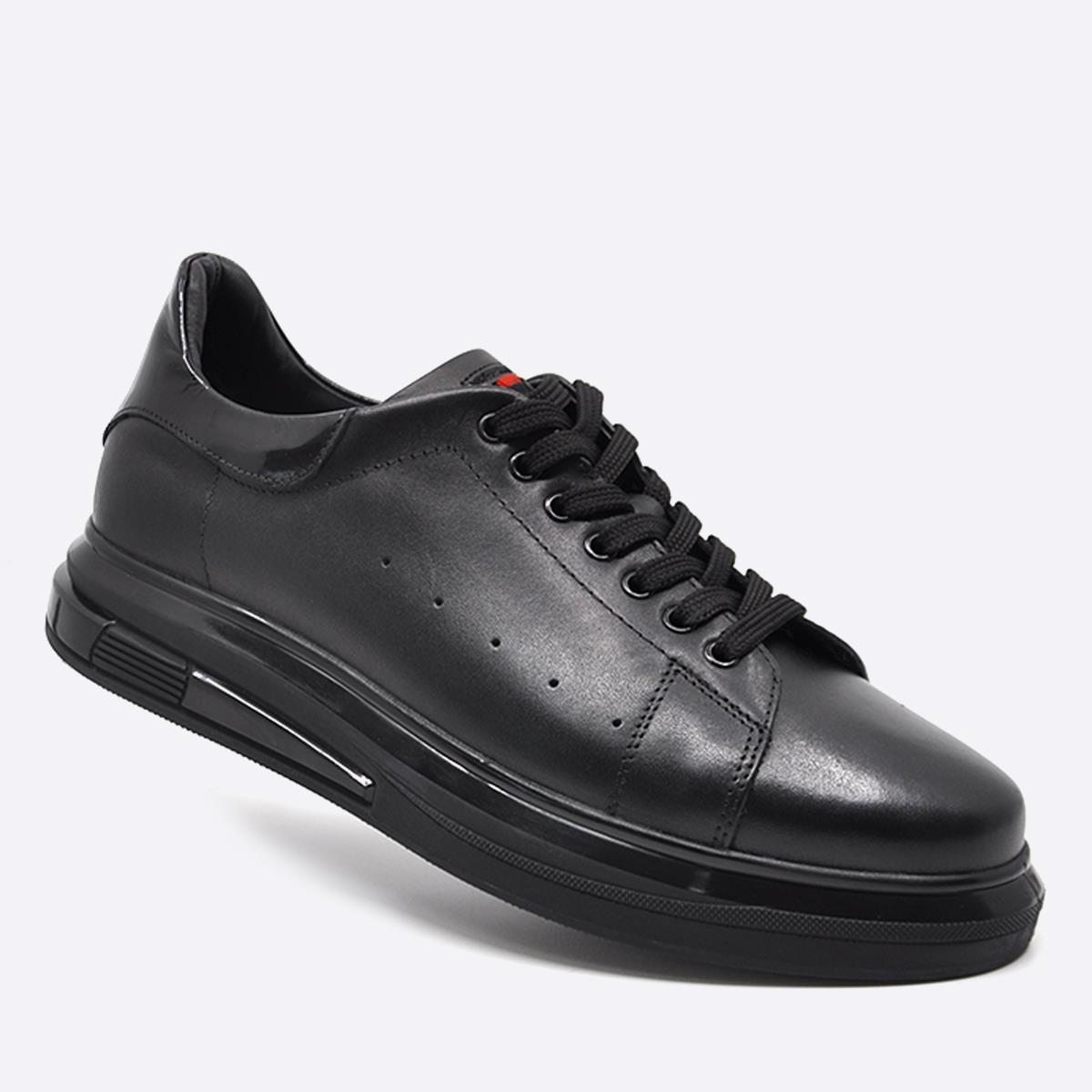 Fosco Hakiki Deri Sneaker Erkek Ayakkabı Siyah 9938 100