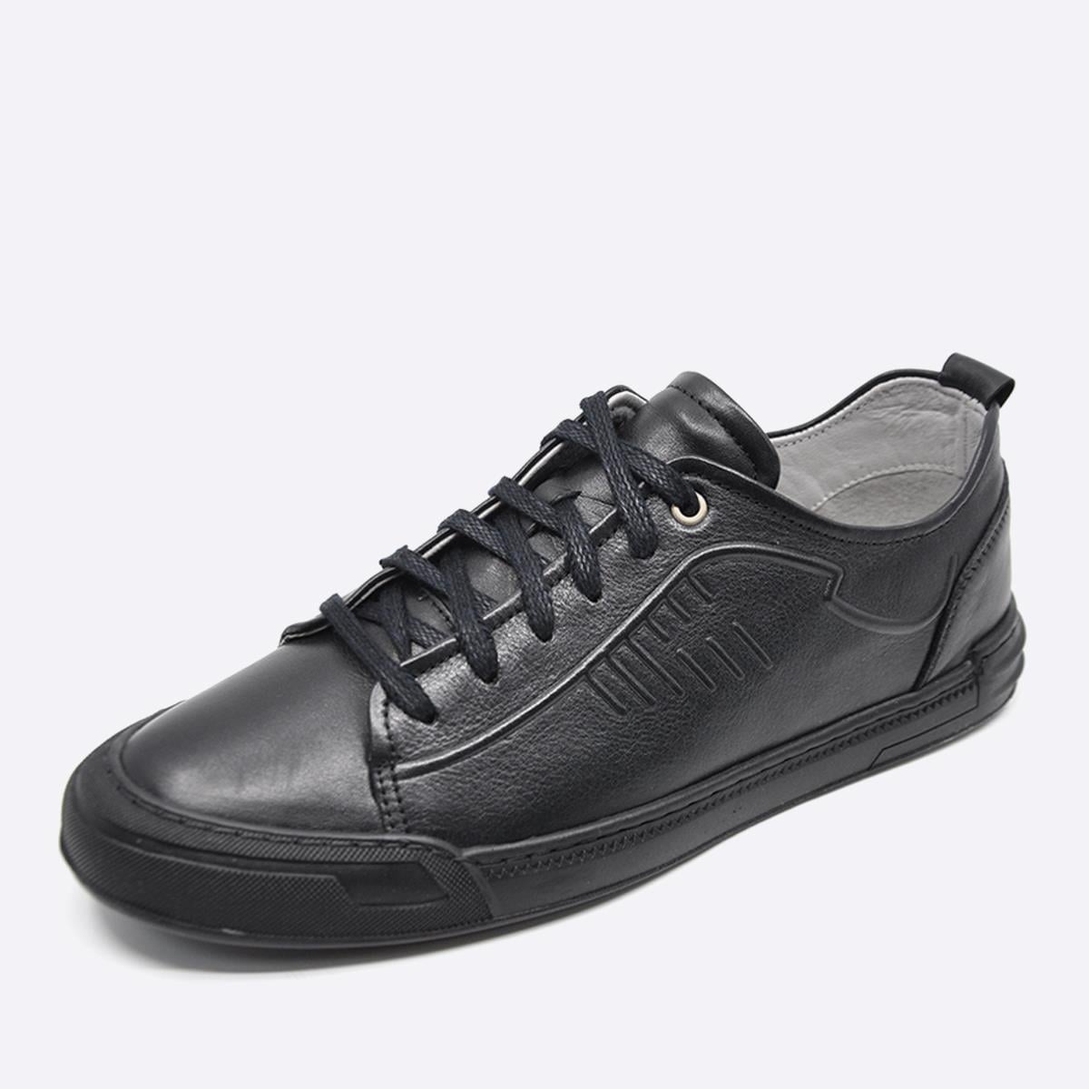 Fosco Hakiki Deri Sneaker Erkek Ayakkabı Siyah 9823