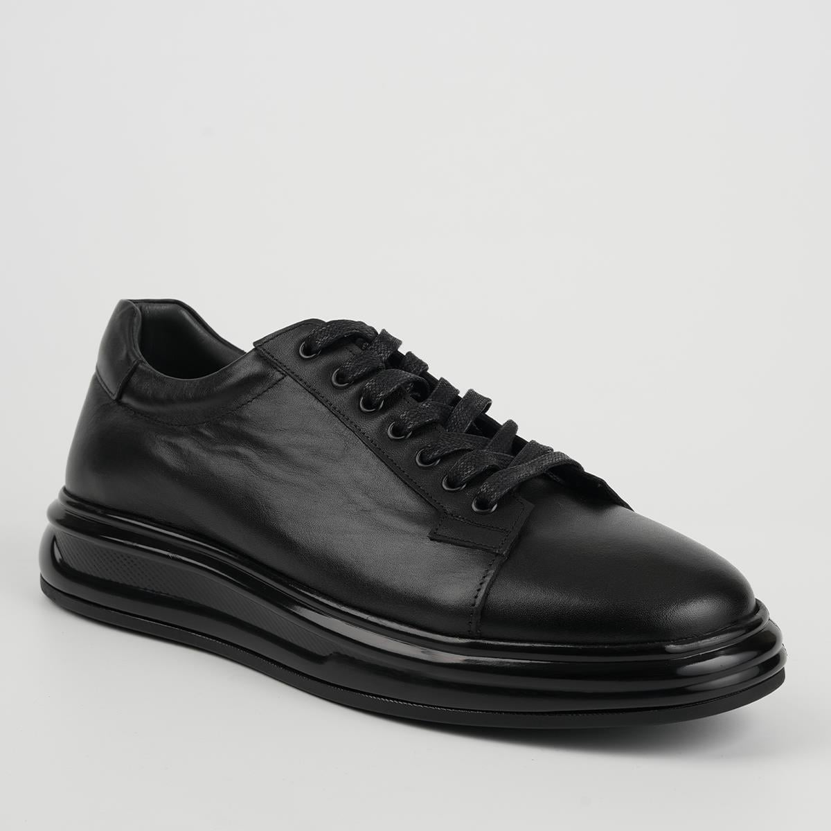 Fosco Hakiki Deri Sneaker Erkek Ayakkabı Siyah 3240 306