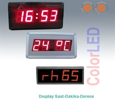 Tek Yüz Saat/Dakika/Sıcaklık/Nem İç Mekan (10cm Rakam Boyu)