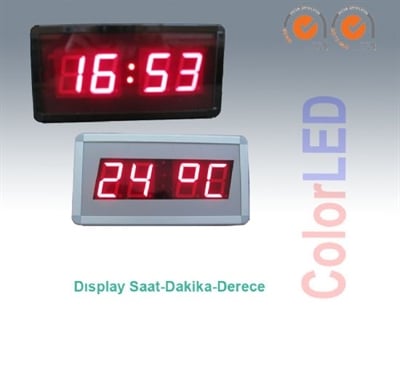 Tek Yüz Saat/Dakika/Sıcaklık İÇ MEKAN (3.8cm Rakam Boyu)