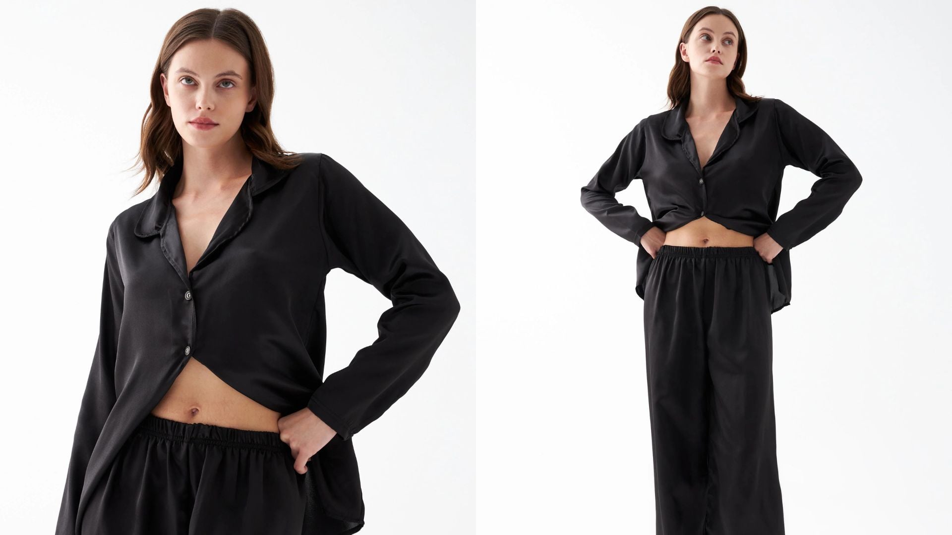 siyah saten pijama