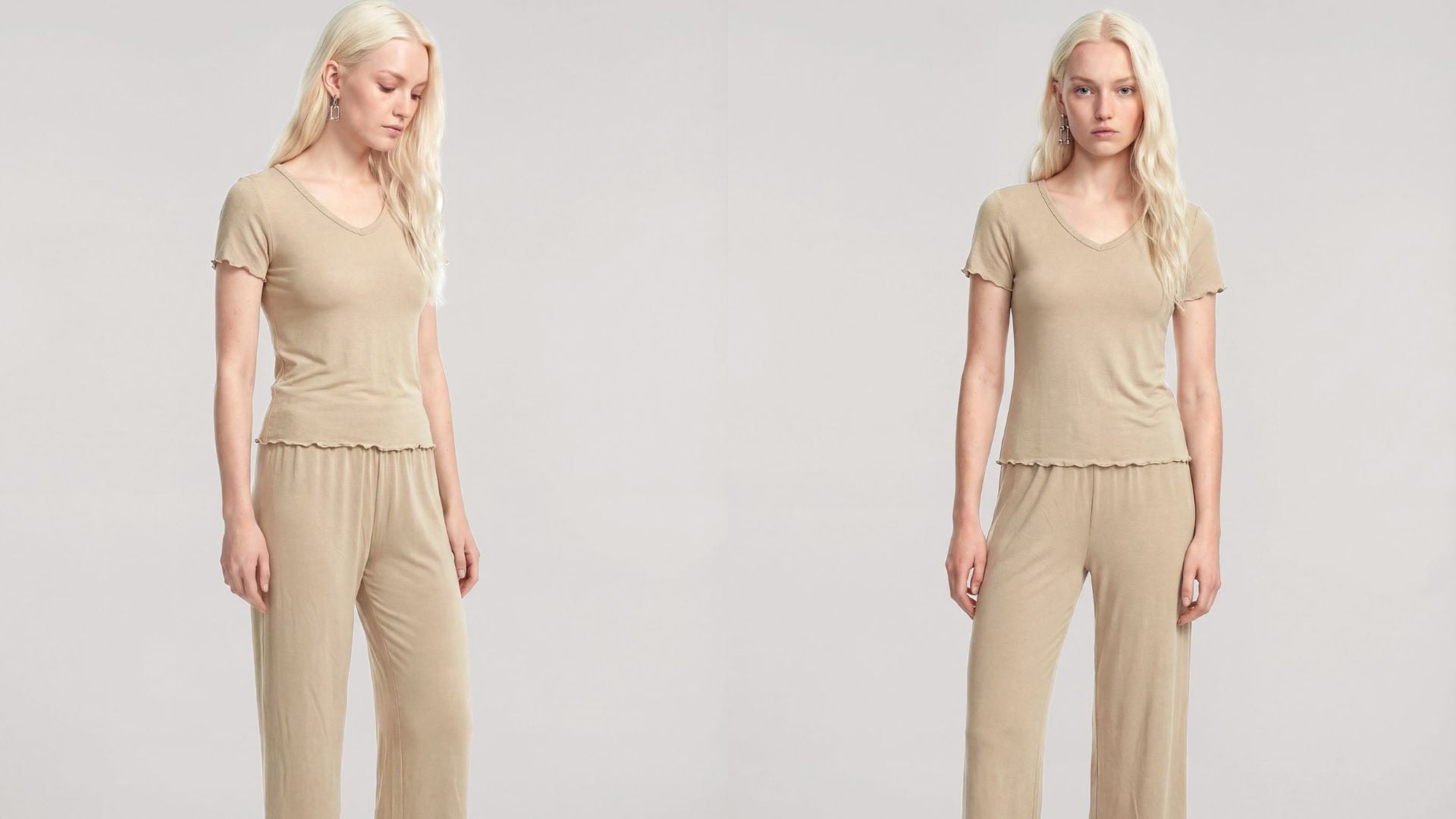 krem pijama takımı