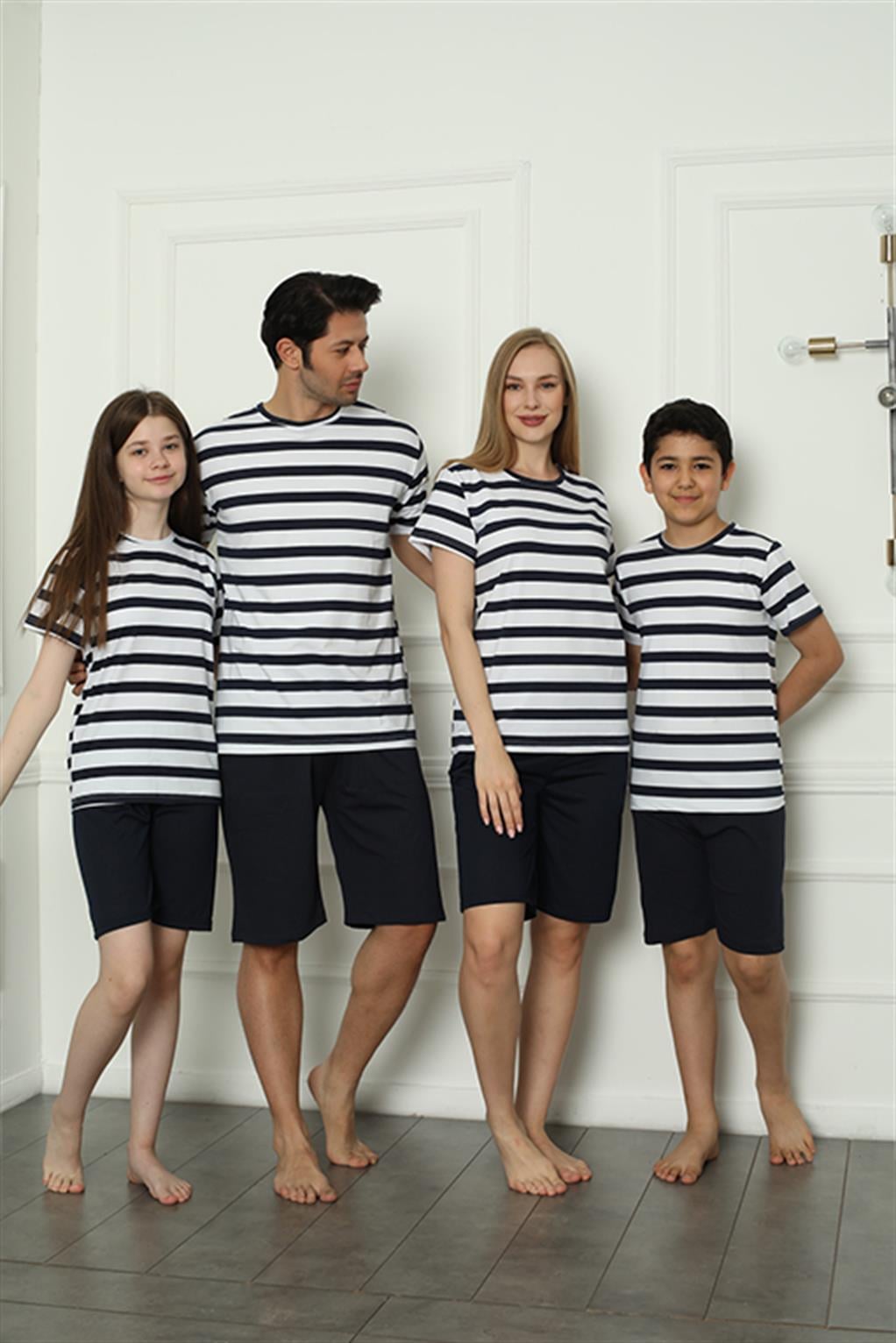 Akbeniz Aile Penye Şortlu Pijama Takım (anne - kız ) 50116 Ayrı Ayrı Satılır . Fiyatları Farklıdır