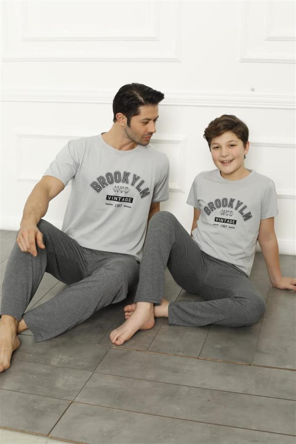 Akbeniz Baba Oğul Gri Aile Pijama Takım Ayrı Ayrı Satılır 50102