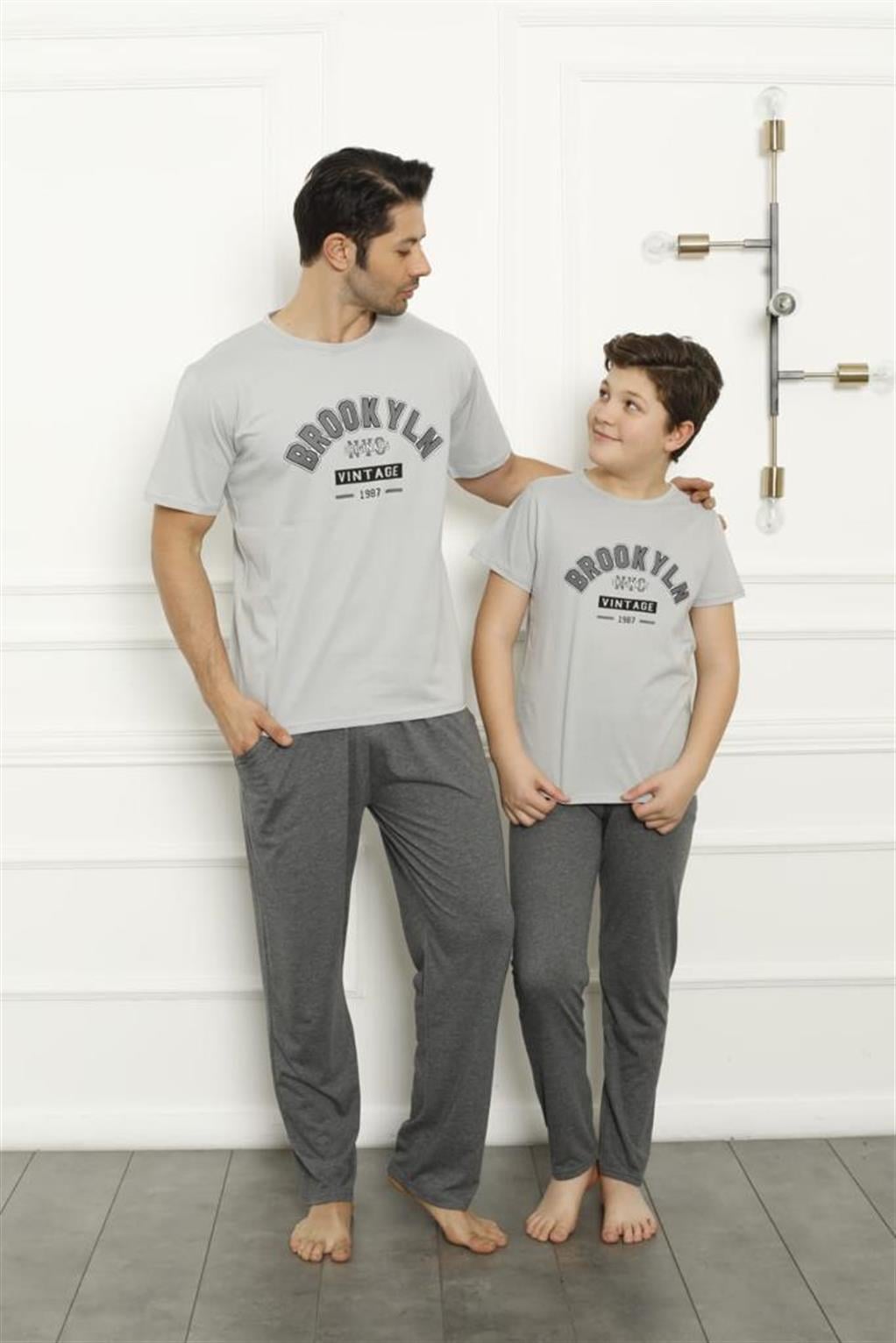 Akbeniz Baba Oğul Gri Aile Pijama Takım Ayrı Ayrı Satılır 50102