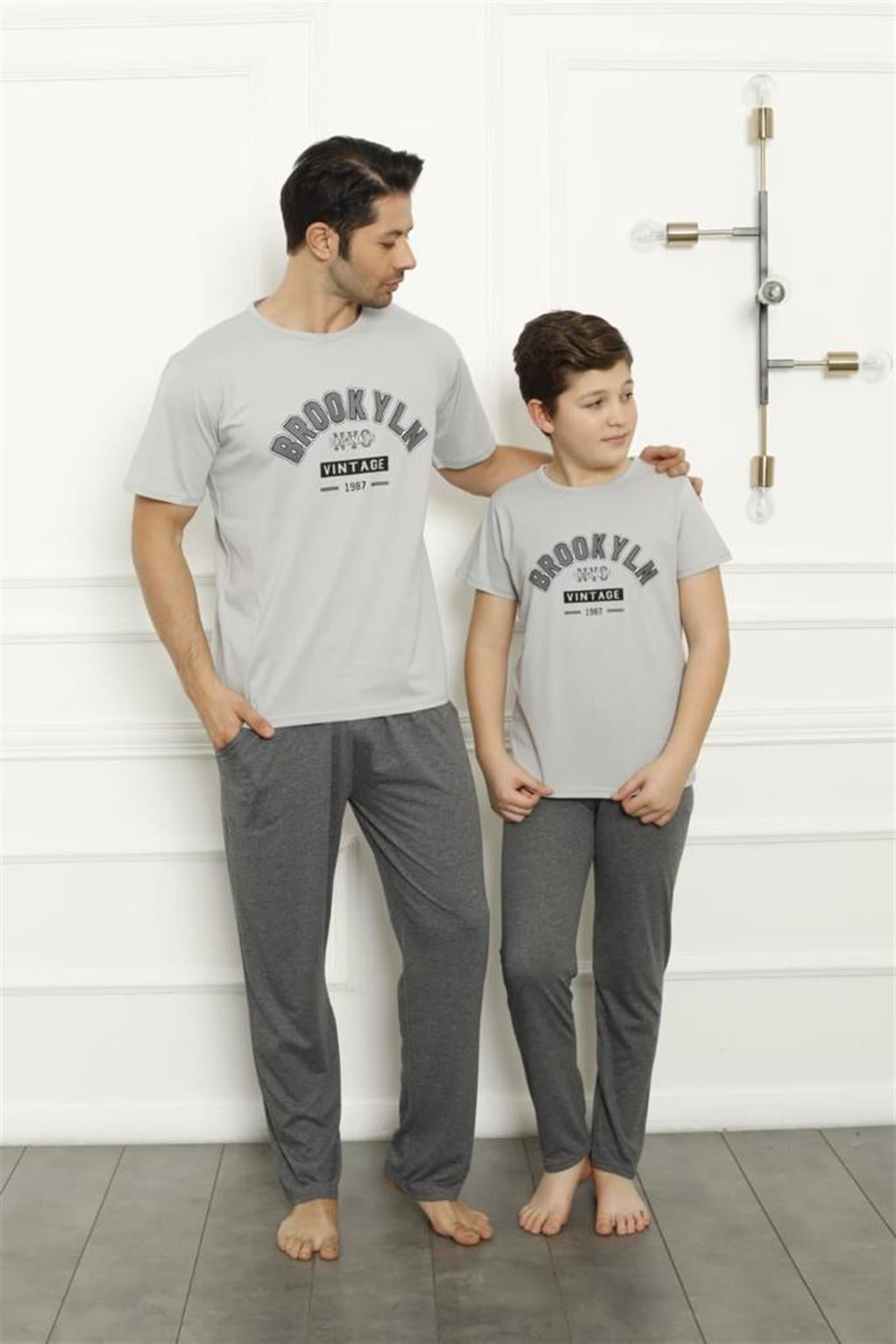 Akbeniz Baba Oğul Gri Aile Pijama Takım Ayrı Ayrı Satılır 50102