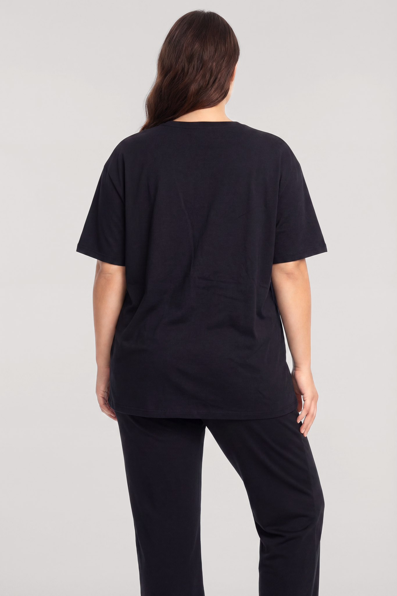 Akbeniz Büyük Beden Düğmeli Kısa Kollu Pijama Takımı Siyah 