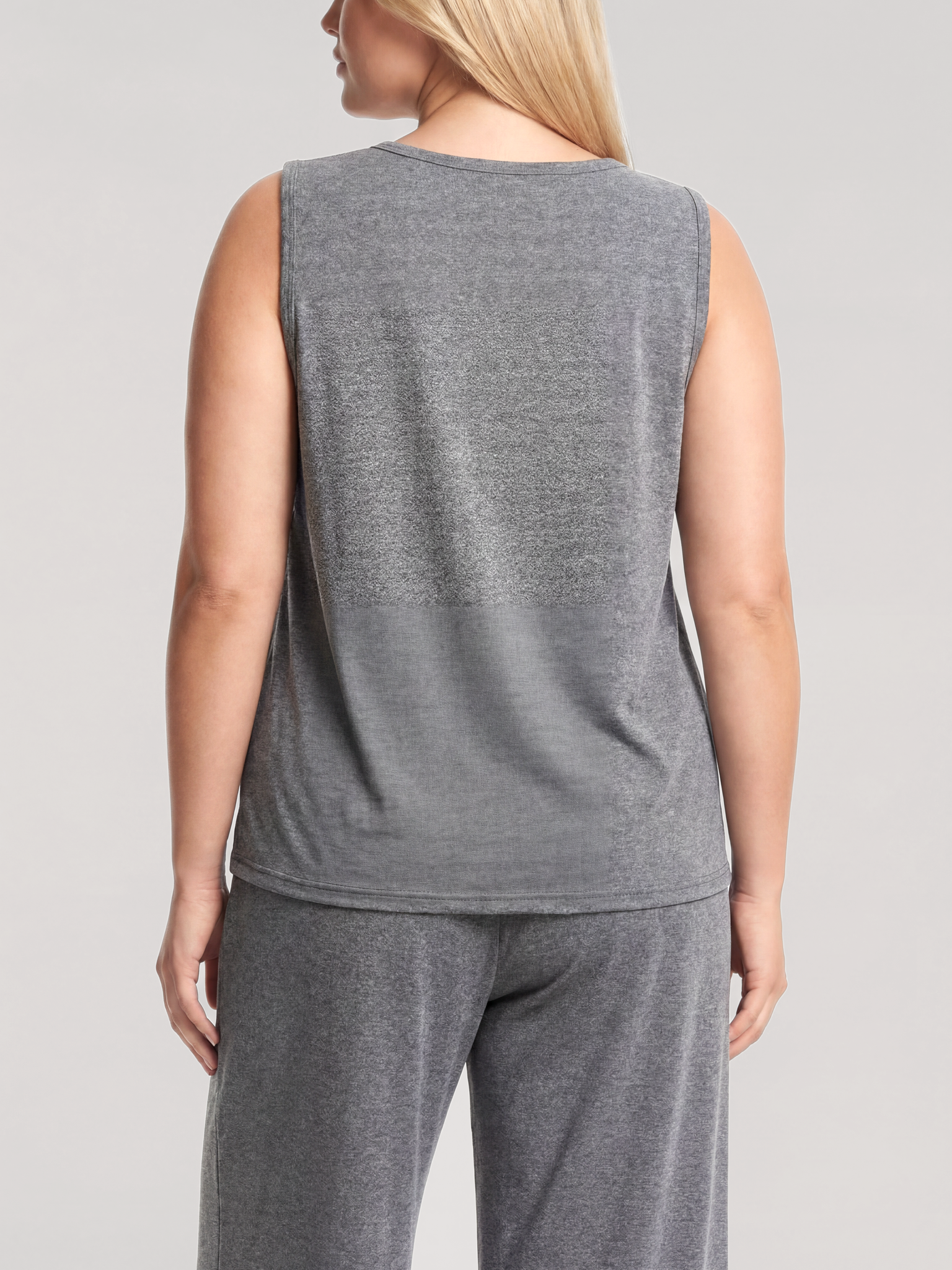 Akbeniz Büyük Beden Kolsuz Kadın Pijama Takımı – Gri