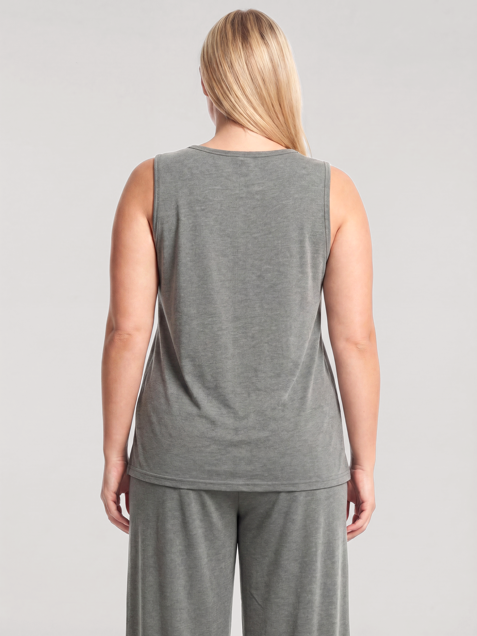 Akbeniz Büyük Beden Kolsuz Kadın Pijama Takımı – Haki
