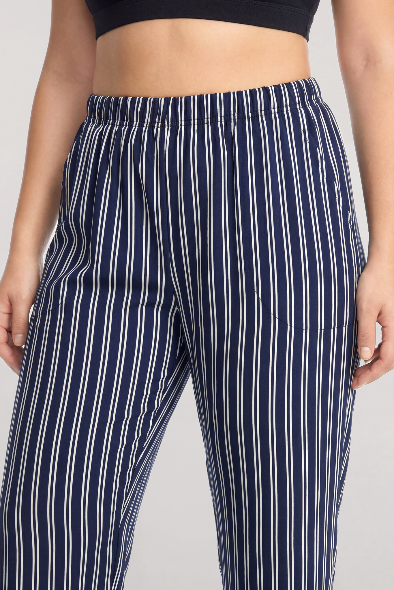 Akbeniz Büyük Beden Lacivert Çizgili Yelekli Yazlık Pijama Takımı