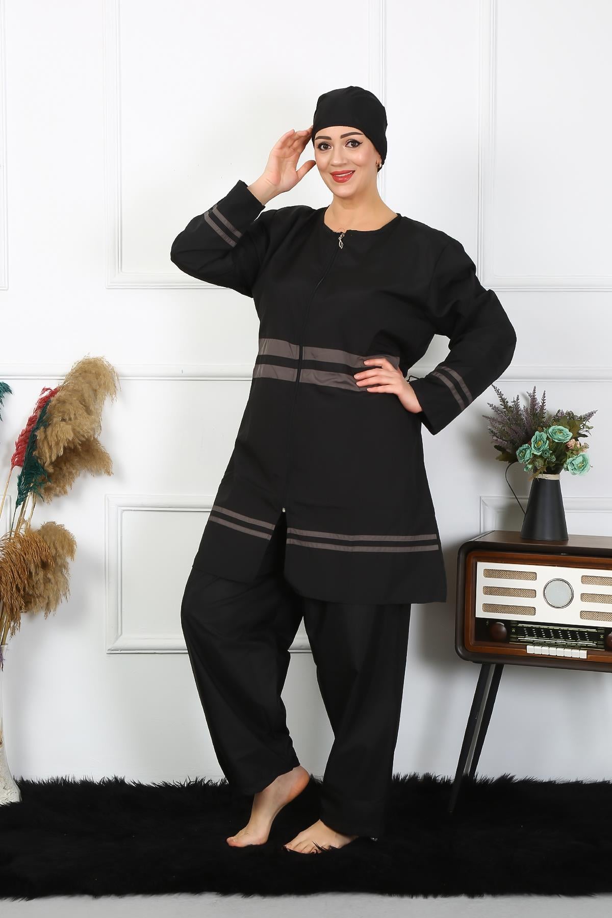 Akbeniz Büyük Beden Tesettür Mayo 7XL-8XL-9XL-10XL Siyah 55010