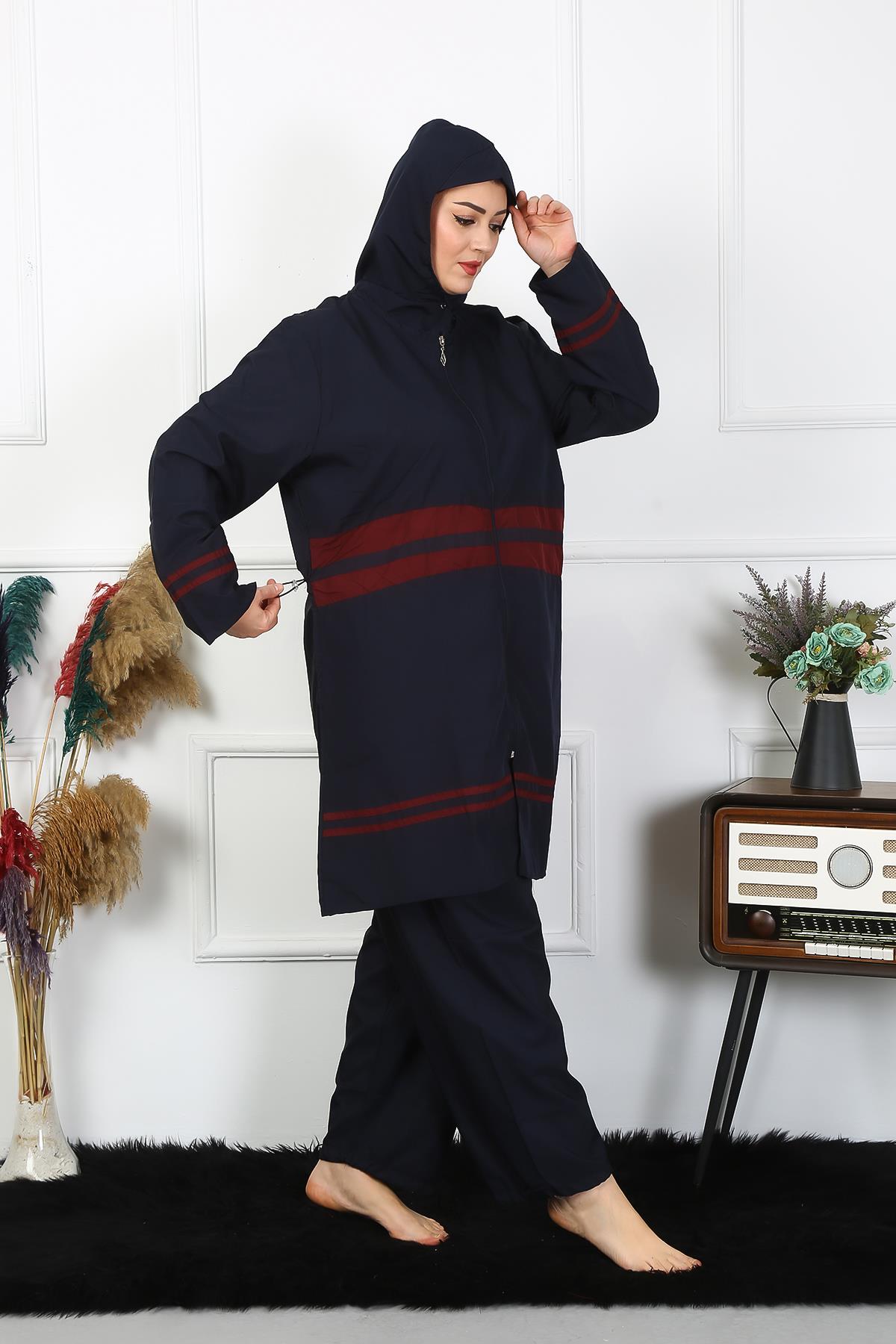 Akbeniz Büyük Beden Tesettür Mayo 7XL-8XL-9XL-10XL Lacivert 55010