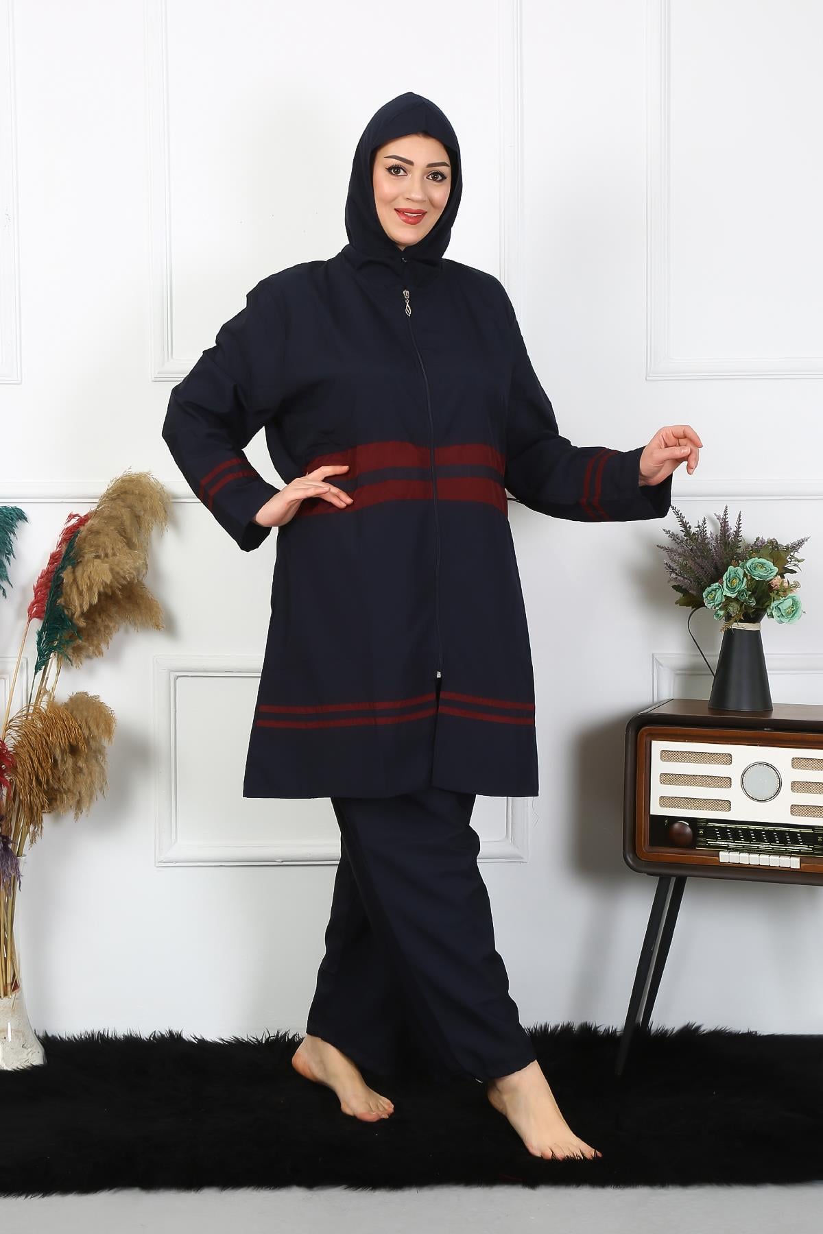 Akbeniz Büyük Beden Tesettür Mayo 7XL-8XL-9XL-10XL Lacivert 55010