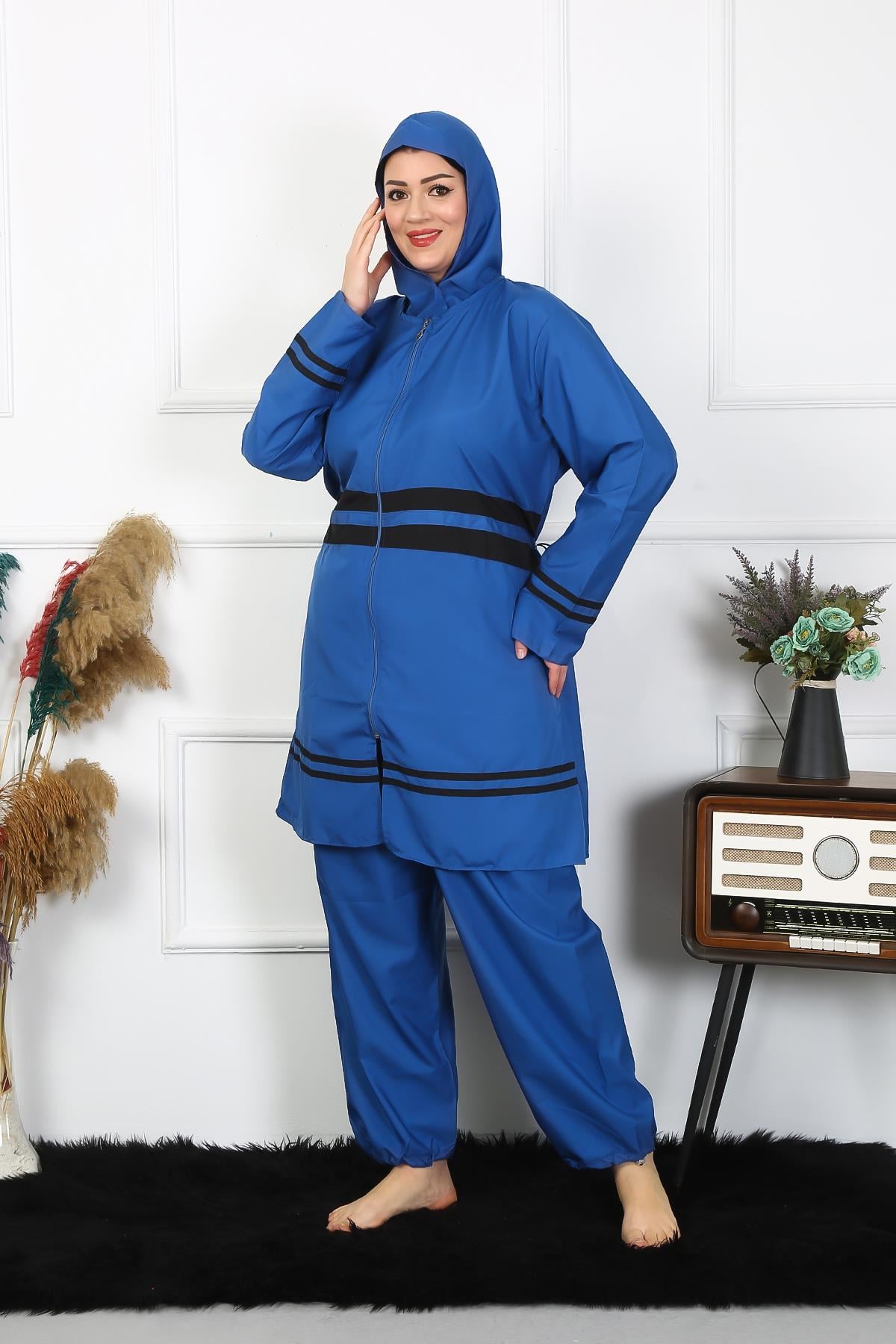 Akbeniz Büyük Beden Tesettür Mayo 7XL-8XL-9XL-10XL İndigo 55010