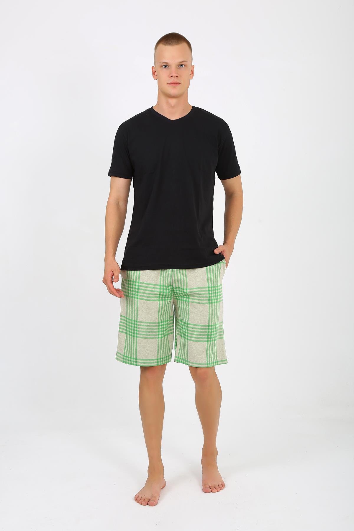 Akbeniz Erkek 2 İplik Penye Tek Alt Şort Yeşil 27550