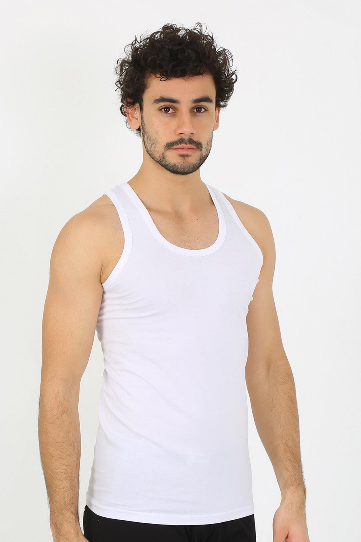 Akbeniz Erkek Beyaz Ribana Atlet 6502