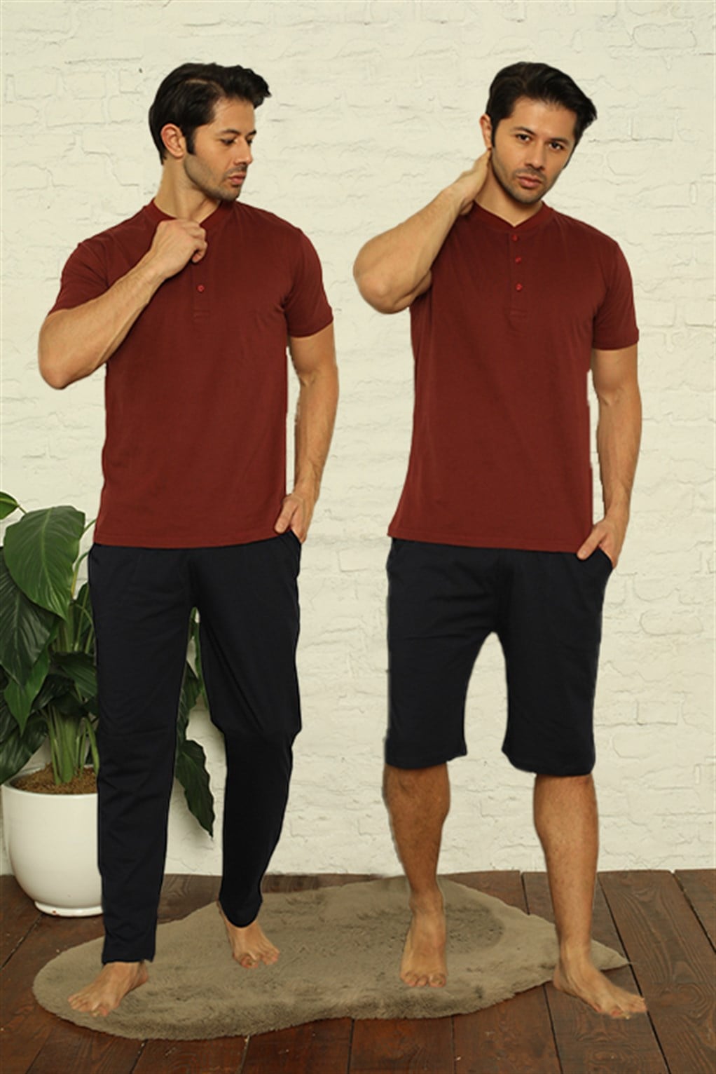 Akbeniz Erkek Bordo 3lü Pijama Takım 6824