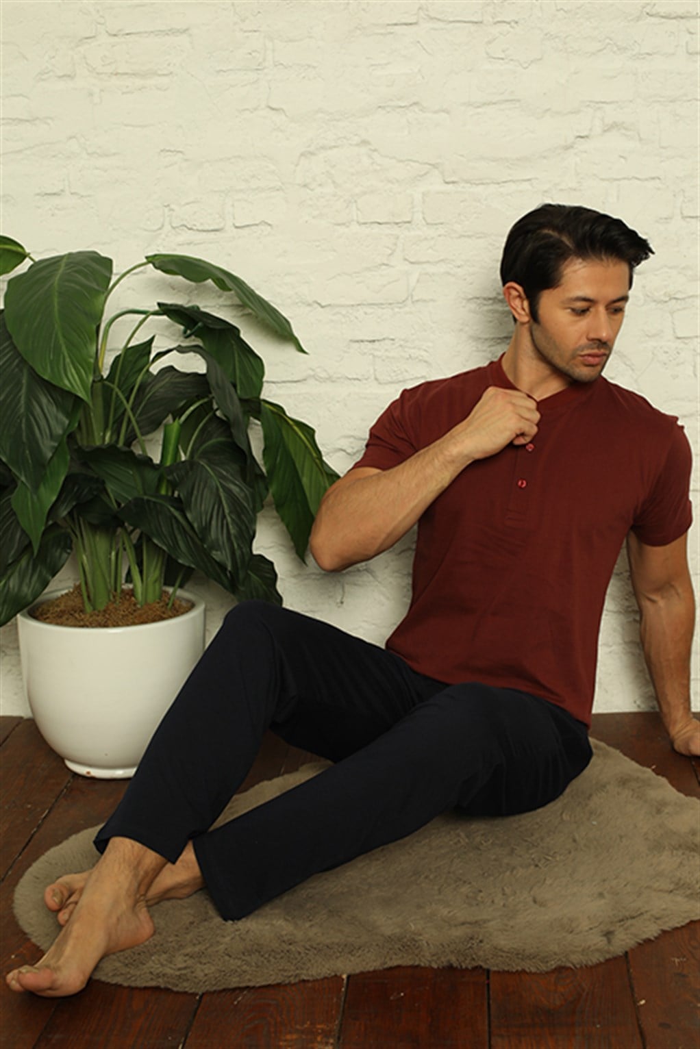 Akbeniz Erkek Bordo 3lü Pijama Takım 6824