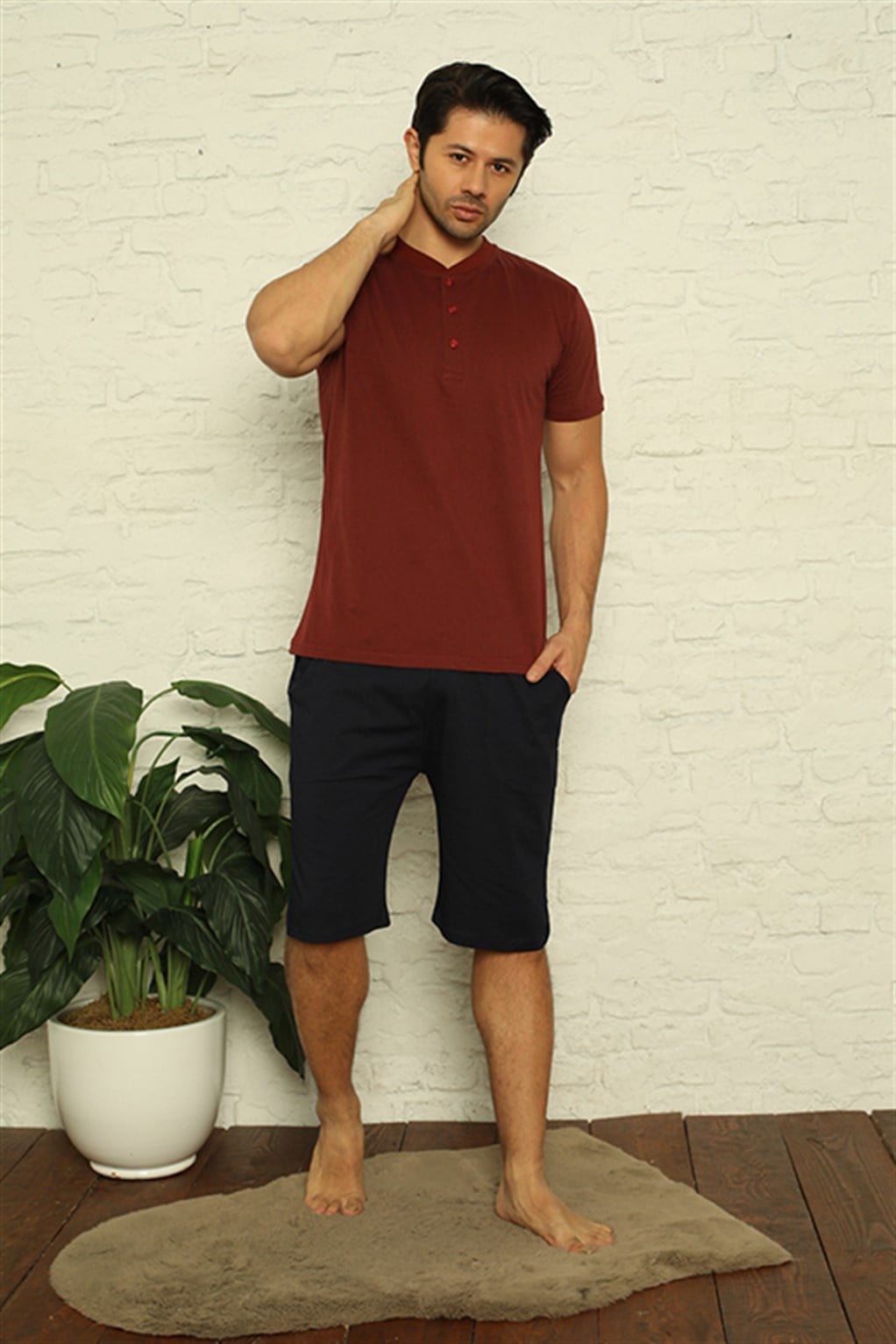 Akbeniz Erkek Bordo 3lü Pijama Takım 6824