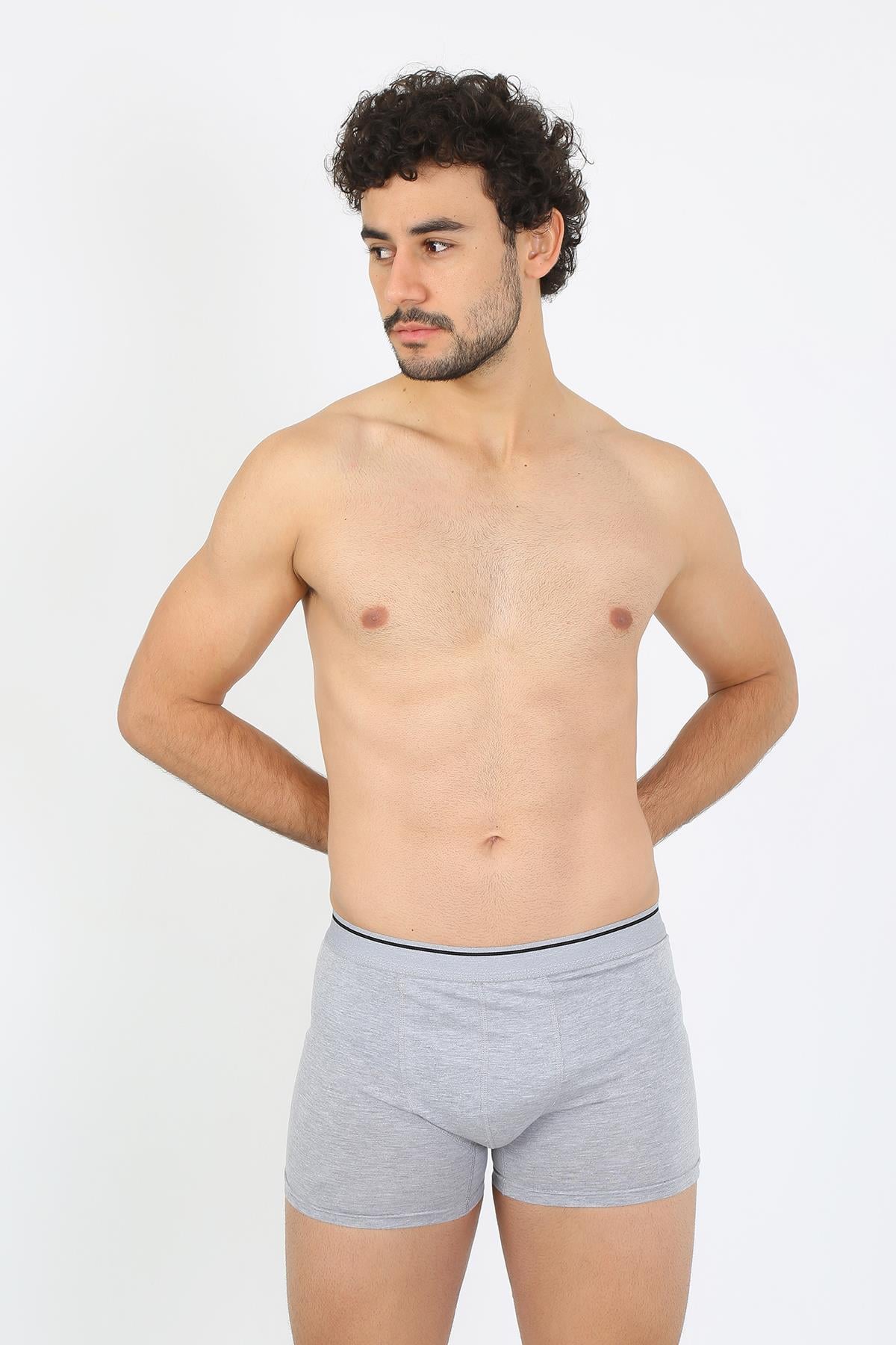Akbeniz Erkek Büyük Beden Pamuklu Likralı Boxer Gri 40134