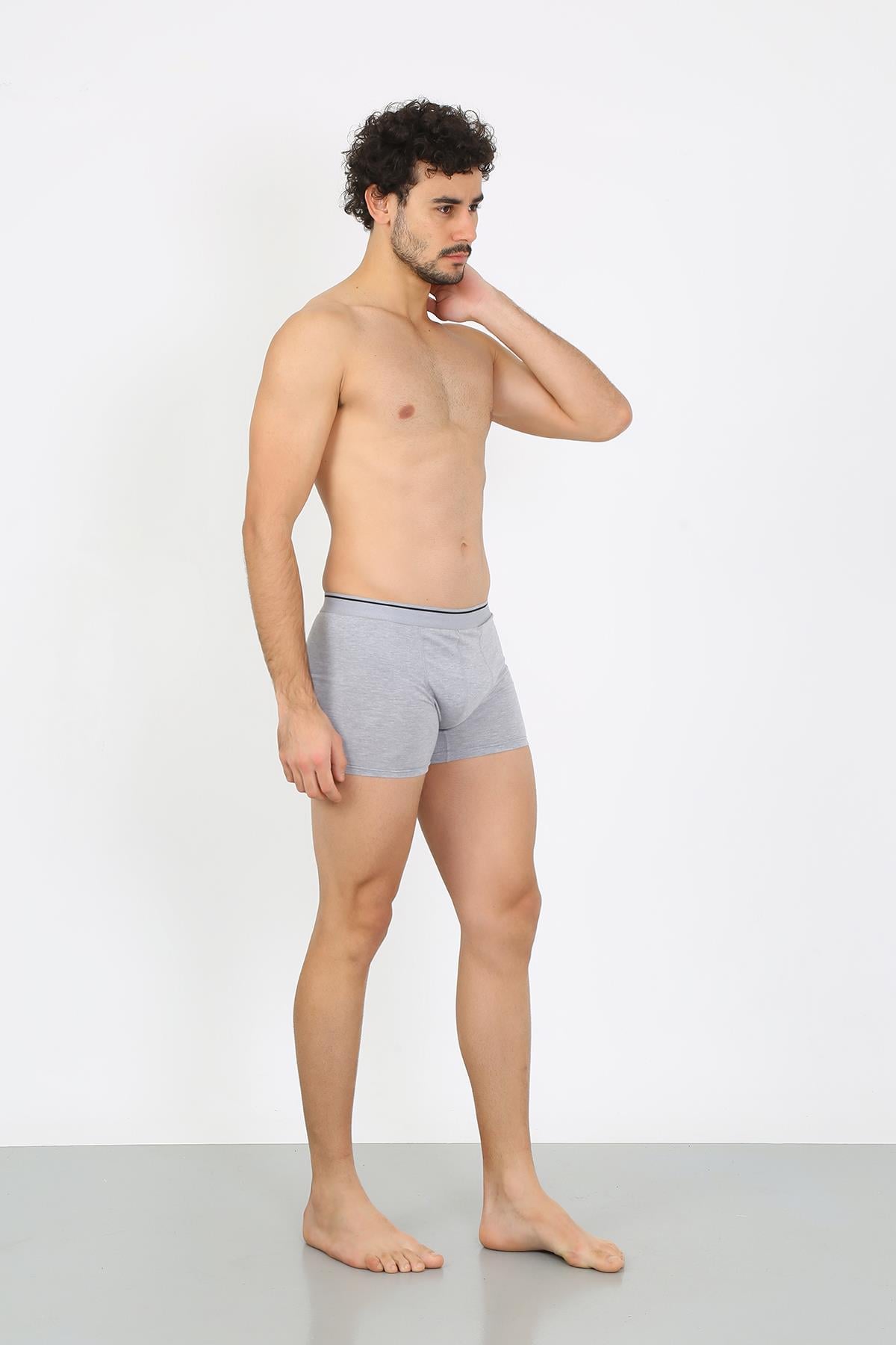 Akbeniz Erkek Büyük Beden Pamuklu Likralı Boxer Gri 40134