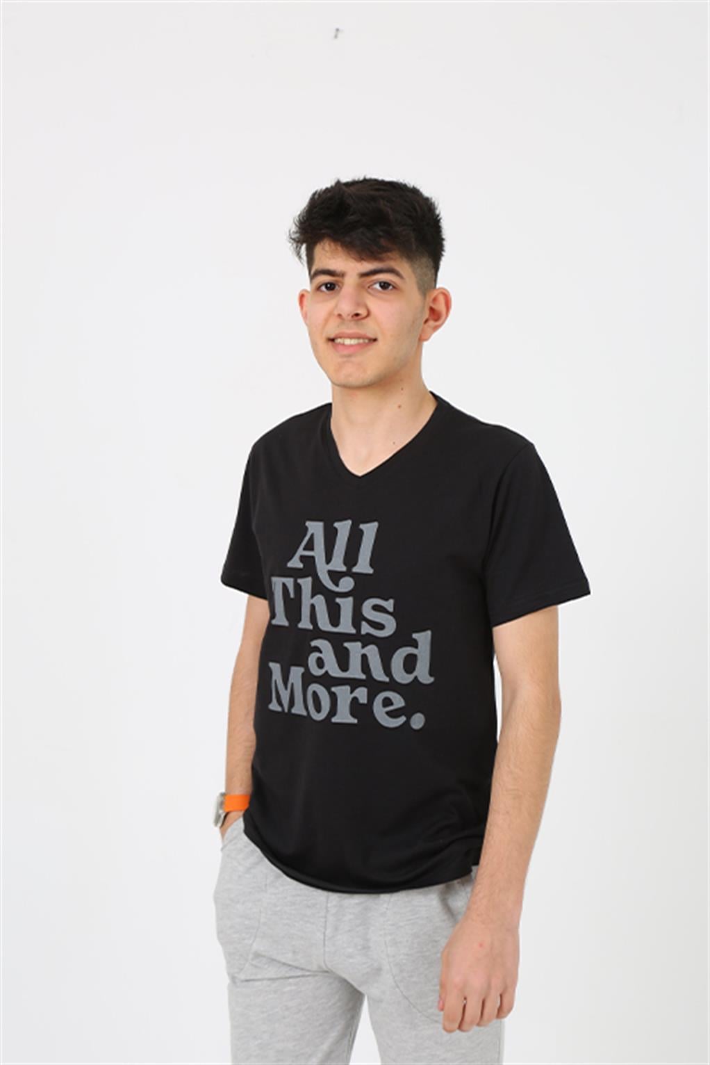 Akbeniz Erkek Genç Garson Boy Kısa Kol Siyah Penye Şortlu Pijama Takımı 20377
