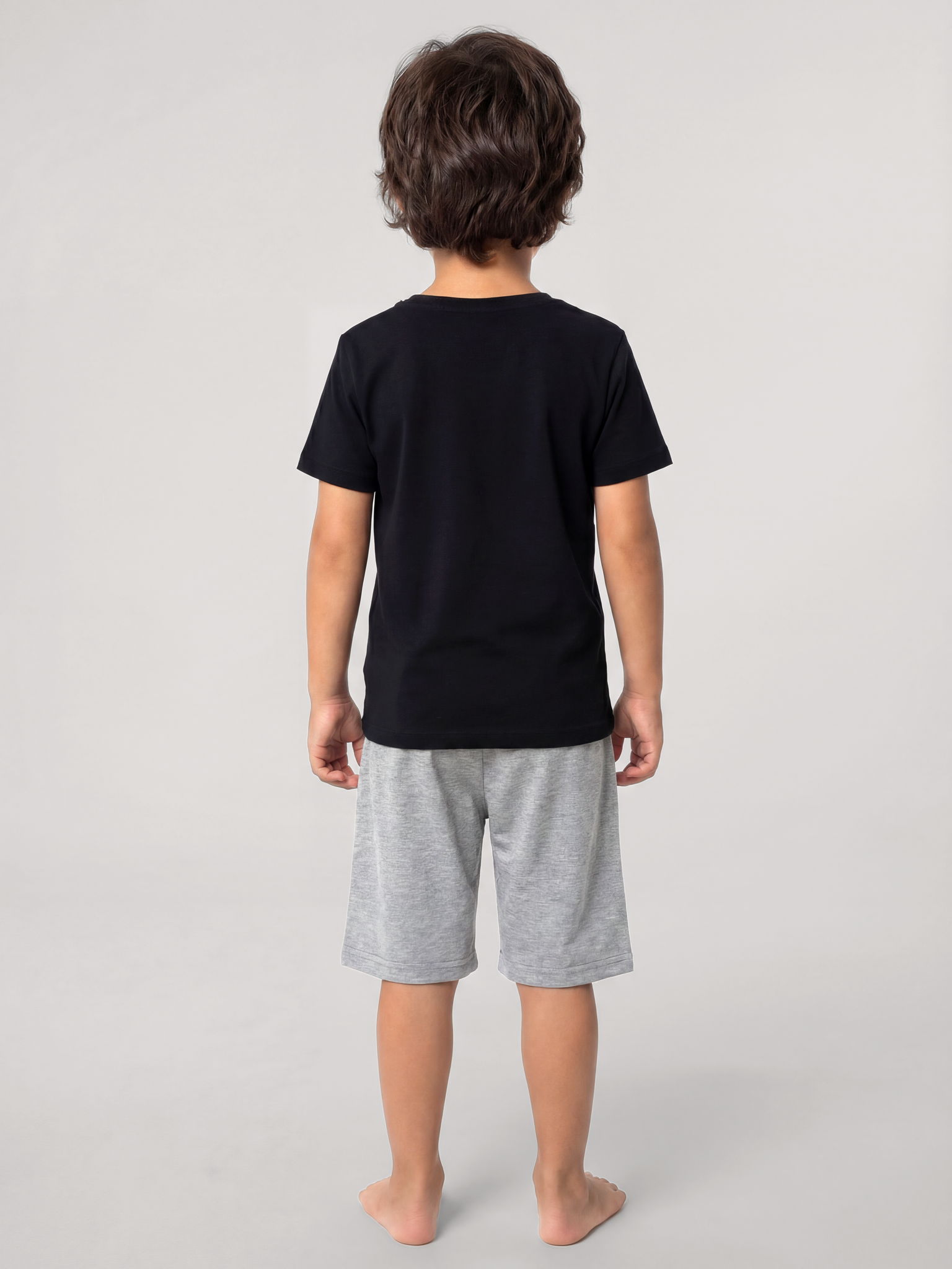 Akbeniz Erkek Çocuk Siyah Basic Kısa Kollu Şortlu Pijama Takımı