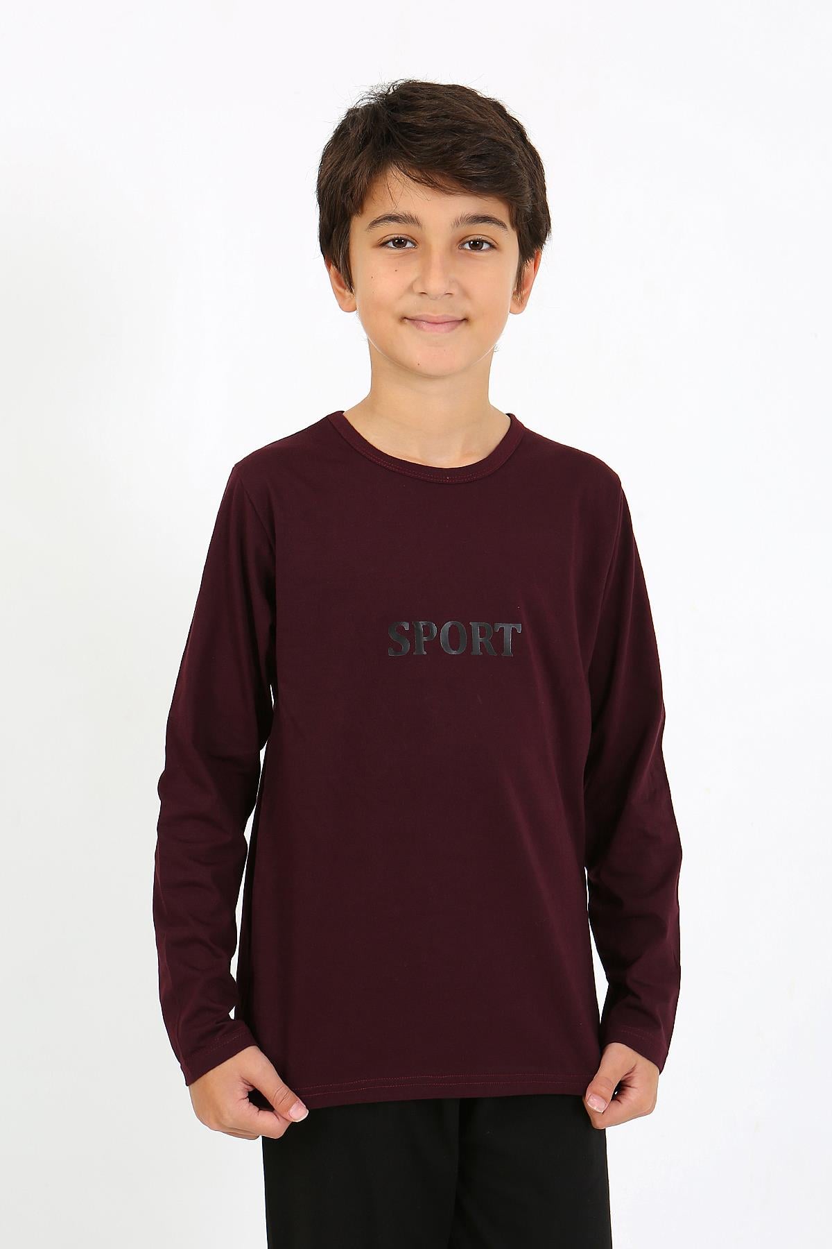 Akbeniz Erkek Çocuk Uzun Kol Penye Pijama Takım 20437 Bordo