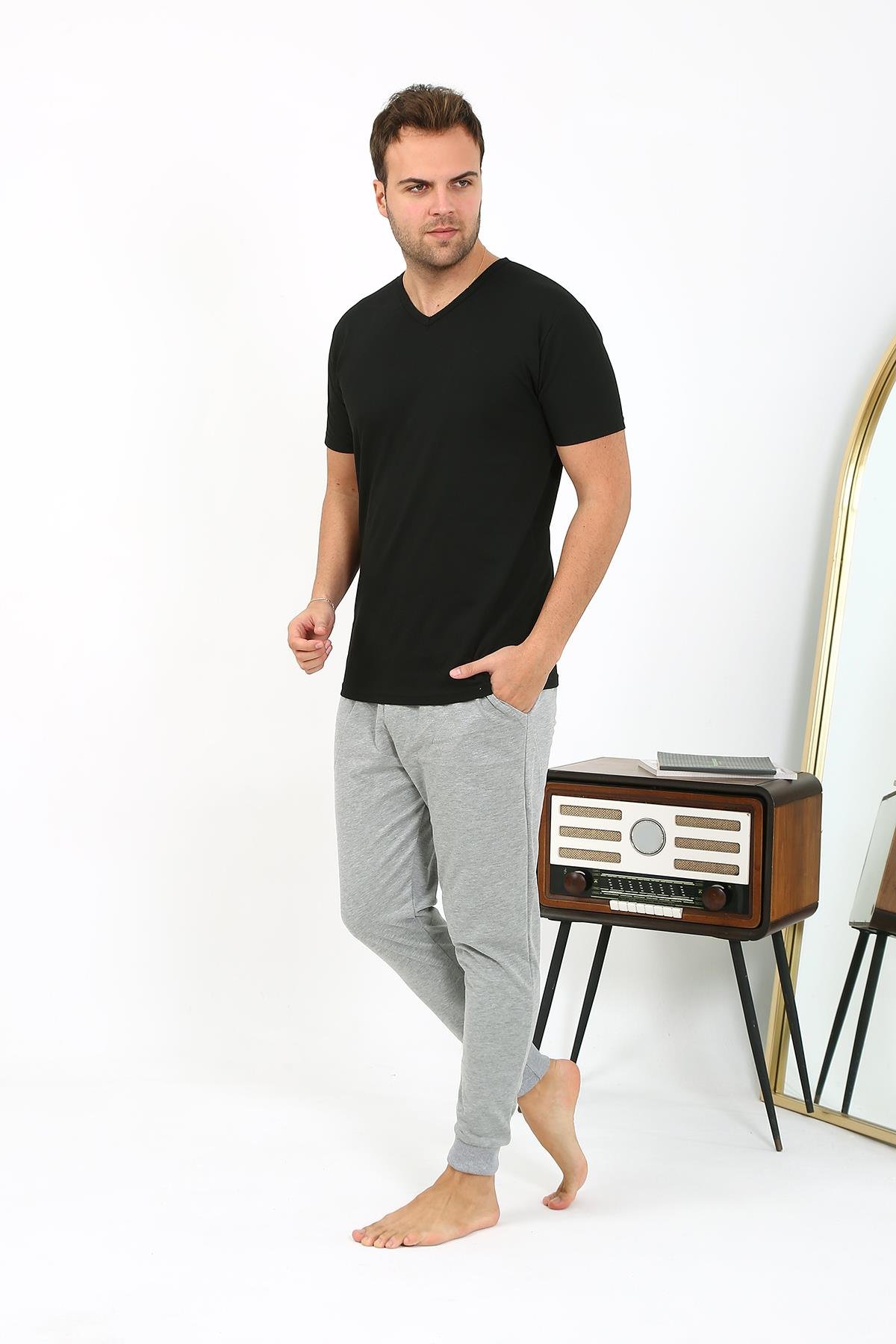 Akbeniz Erkek Pamuk Tek Alt Pijama Gri 27551