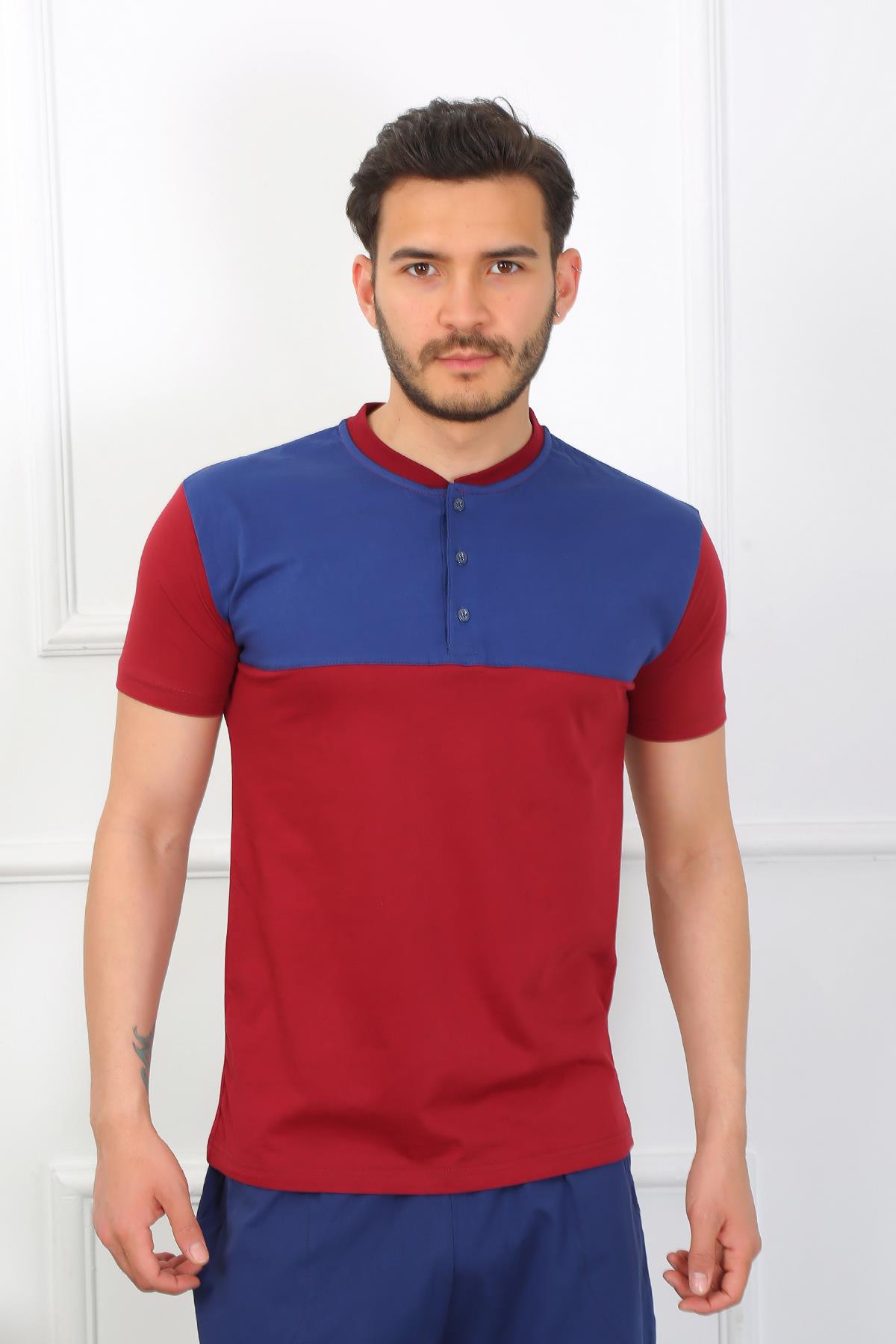 Akbeniz Erkek Penye 3lü Parlamentmavi Parçalı Pijama Takımı 6823