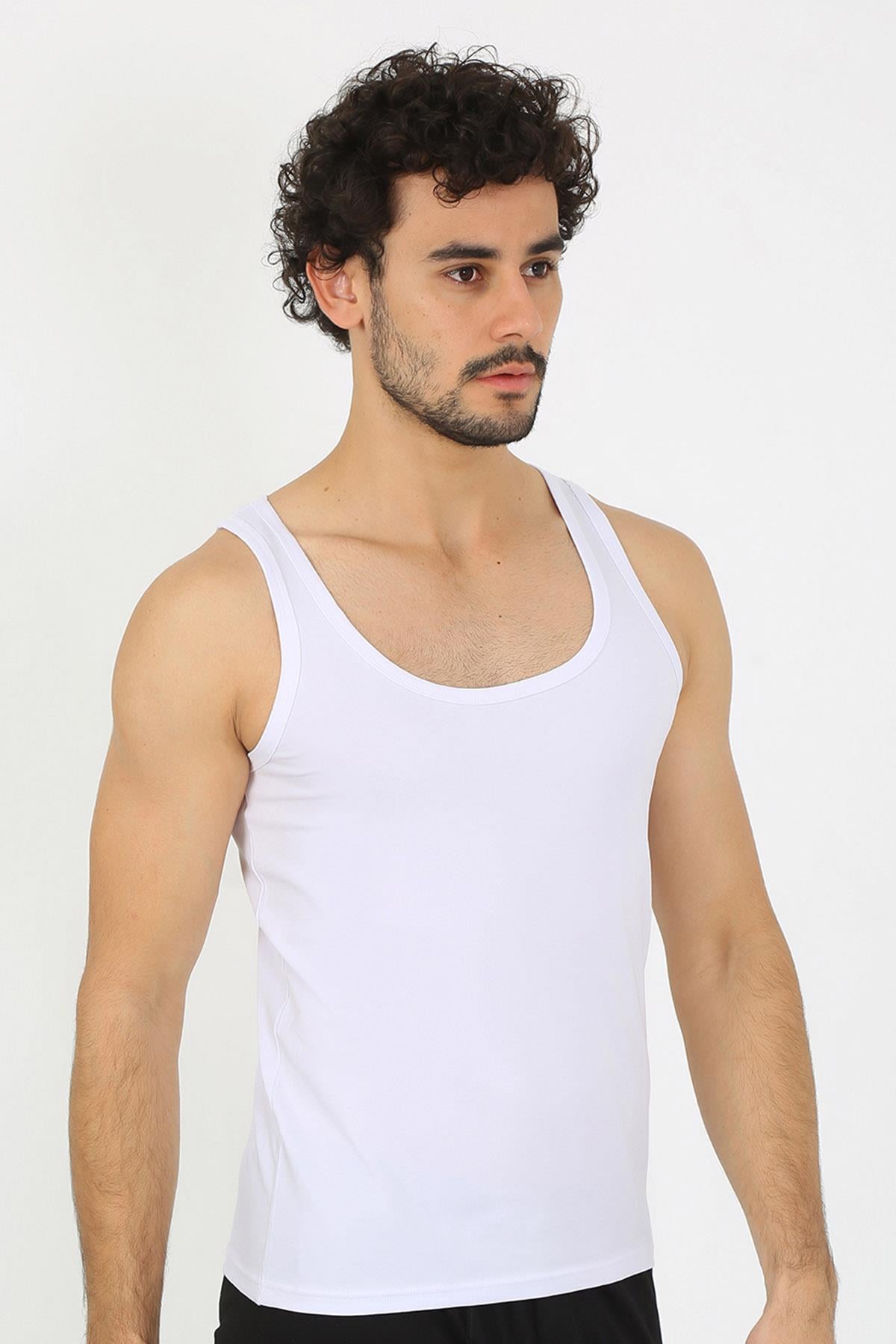 Akbeniz Erkek Penye Beyaz Atlet  6566