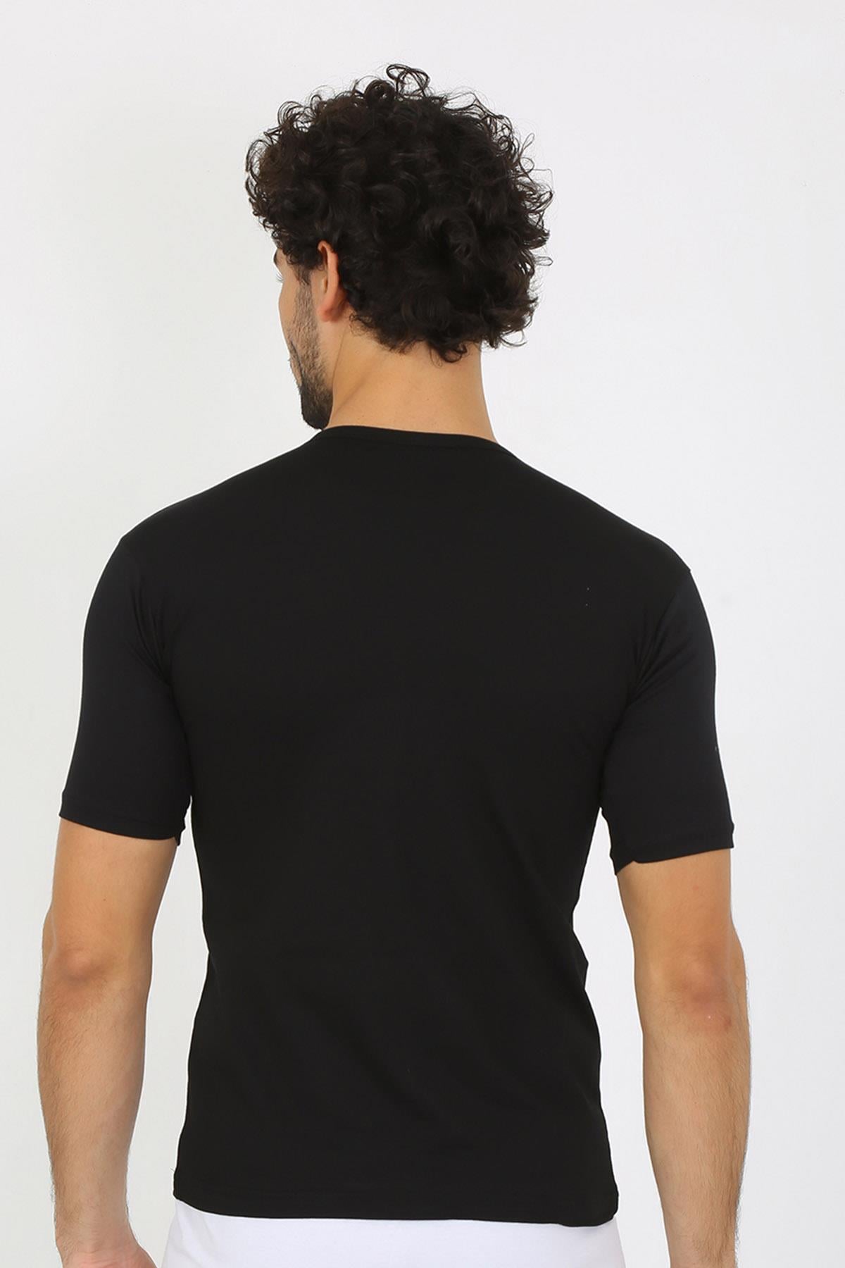 Akbeniz Erkek Sıfır Yaka Likralı Siyah T-Shirt 65710