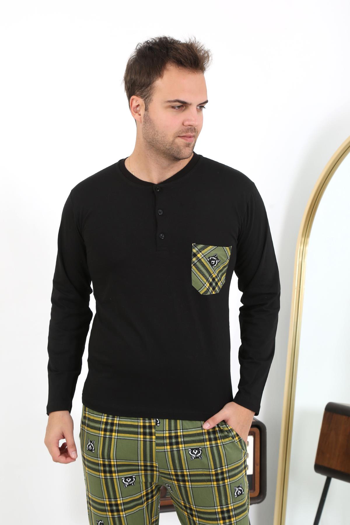 Akbeniz Erkek Uzun Kol Penye Siyah Pijama Takımı 6861
