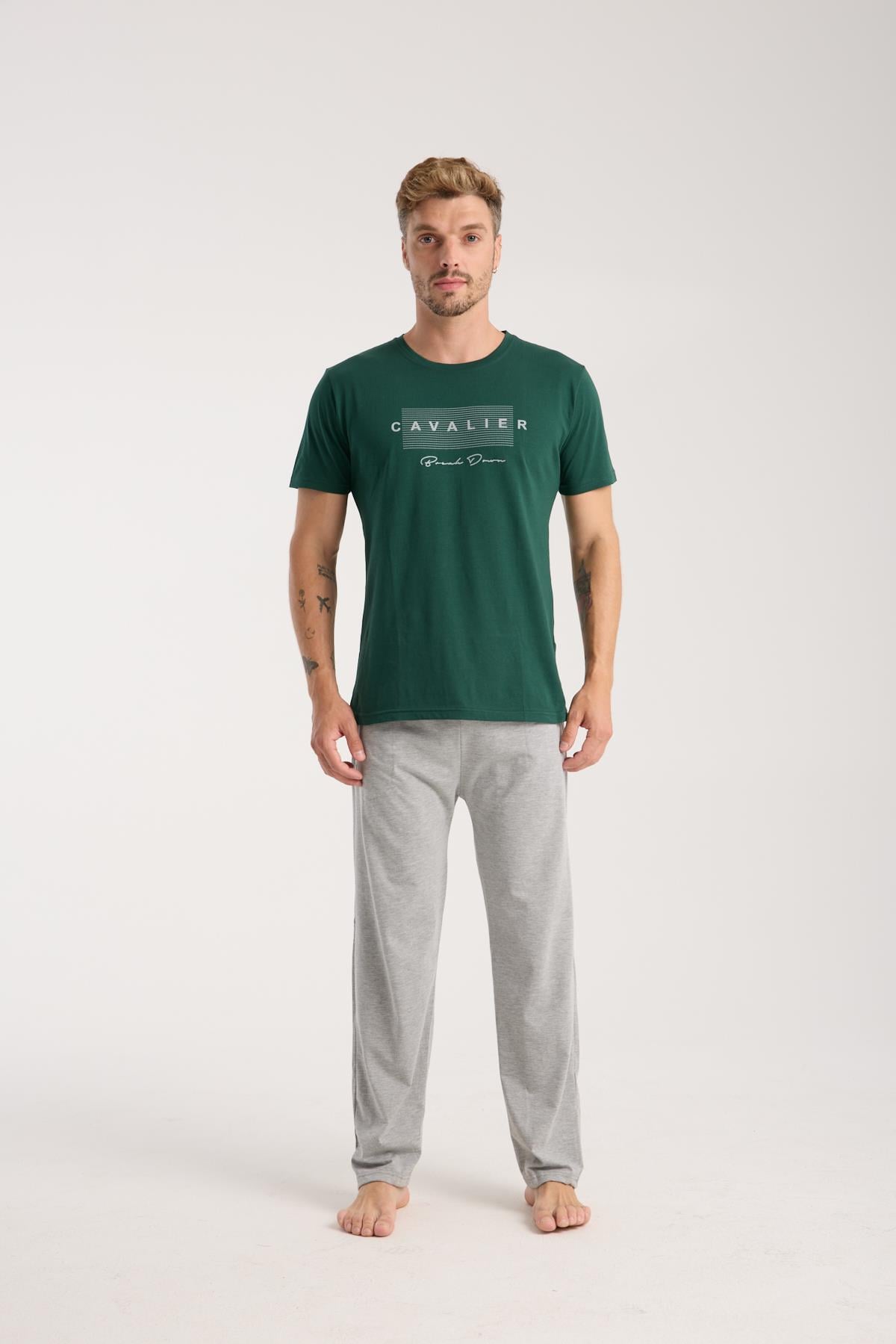 Akbeniz Erkek Yeşil Kısa Kol Pijama Takımı