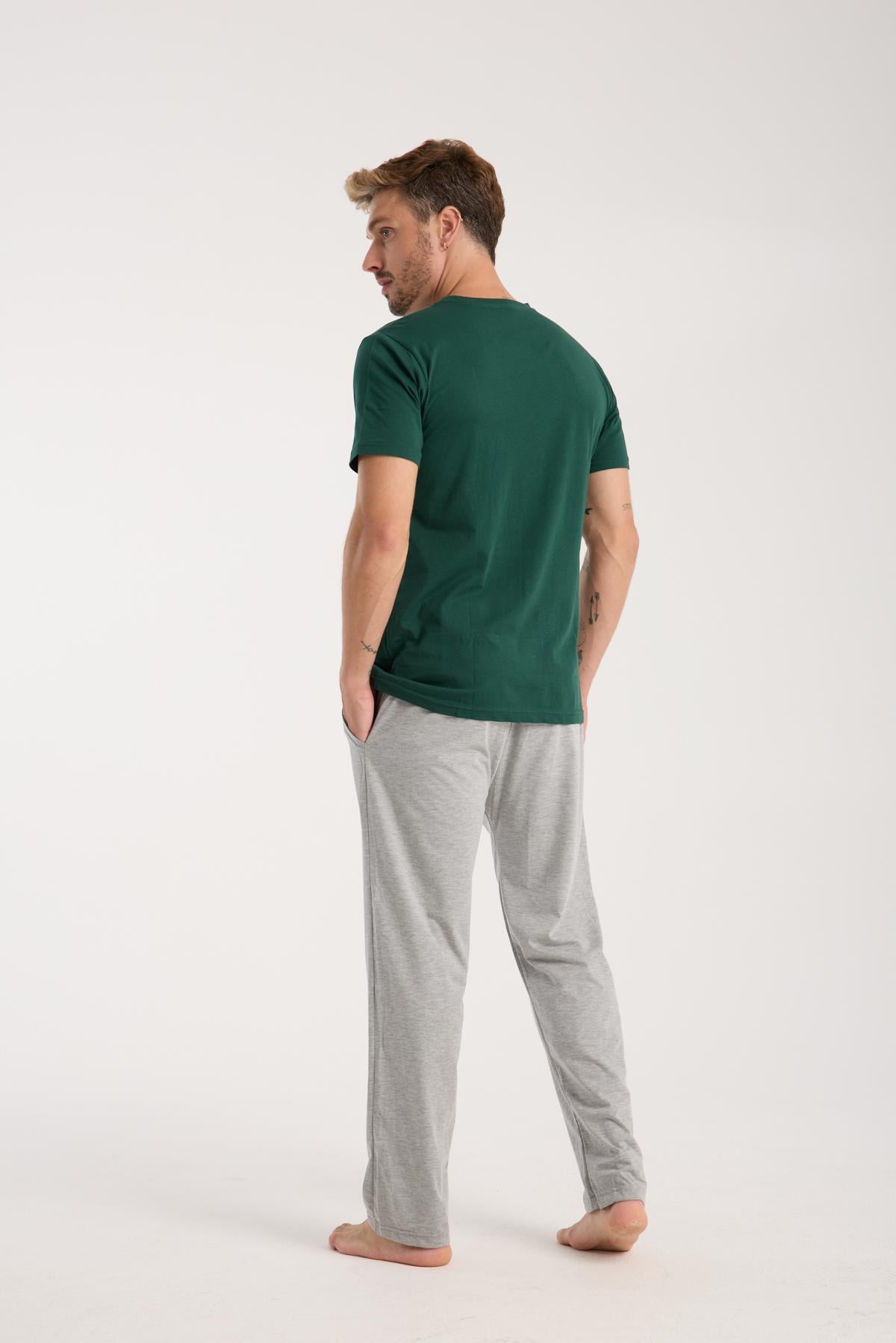 Akbeniz Erkek Yeşil Kısa Kol Pijama Takımı