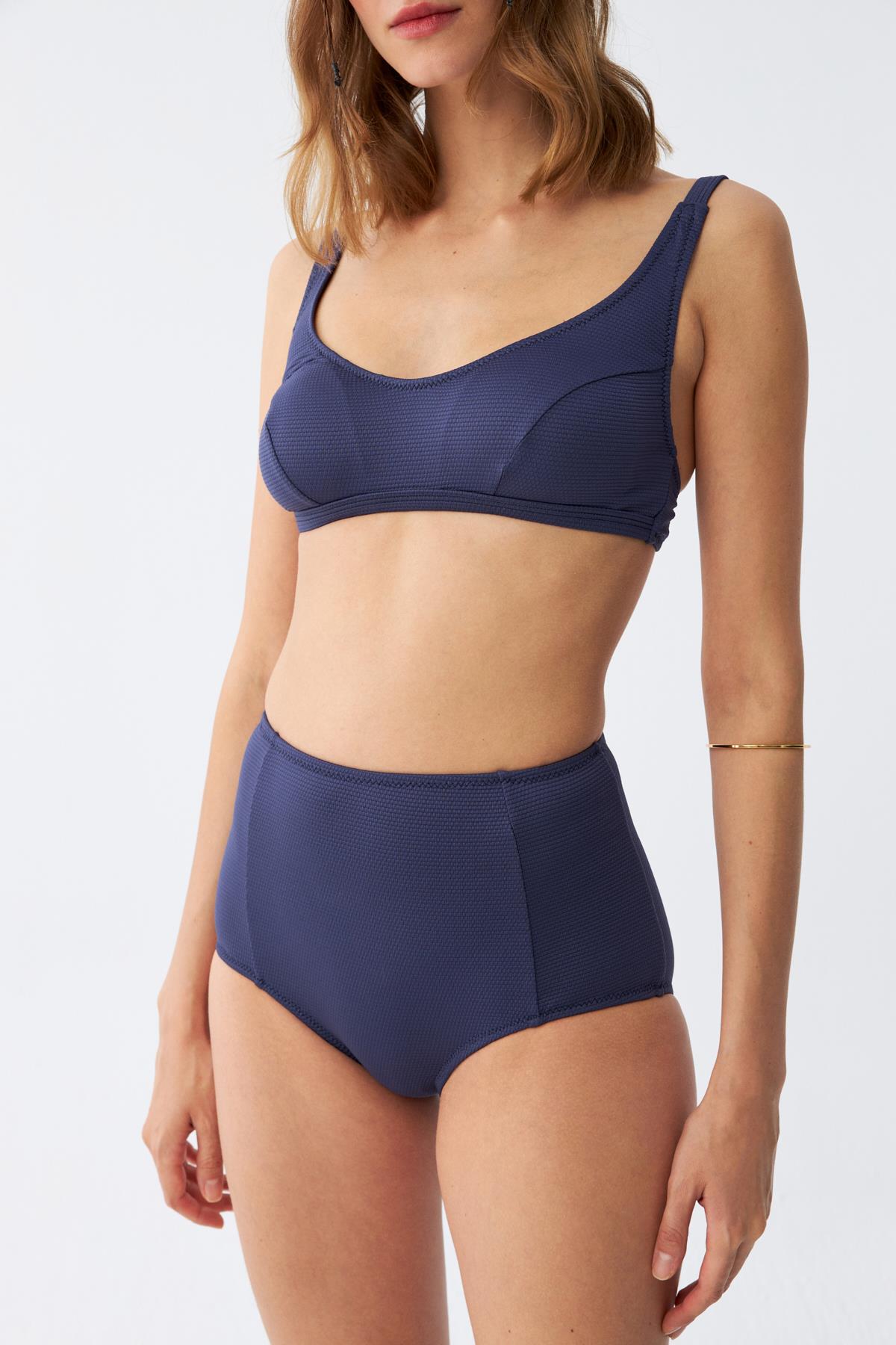 Akbeniz Kadın Basic Lacivert Pedli Yüksek Bel Bikini Takımı