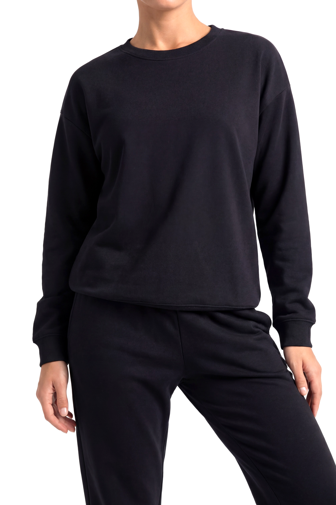 Akbeniz Kadın Basic Sweatshirt Eşofman Takımı – Siyah