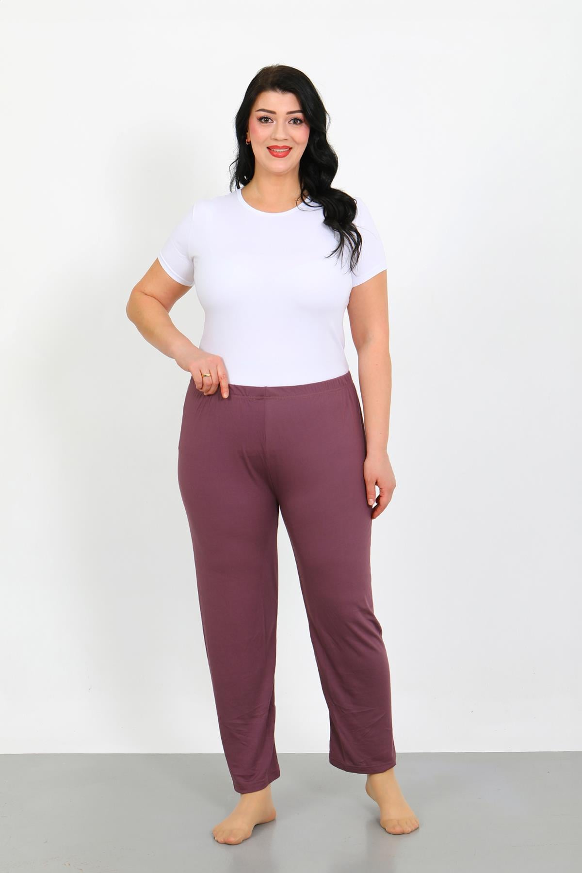 Akbeniz Kadın Büyük Beden Mürdüm Tek Alt Pijama 27555