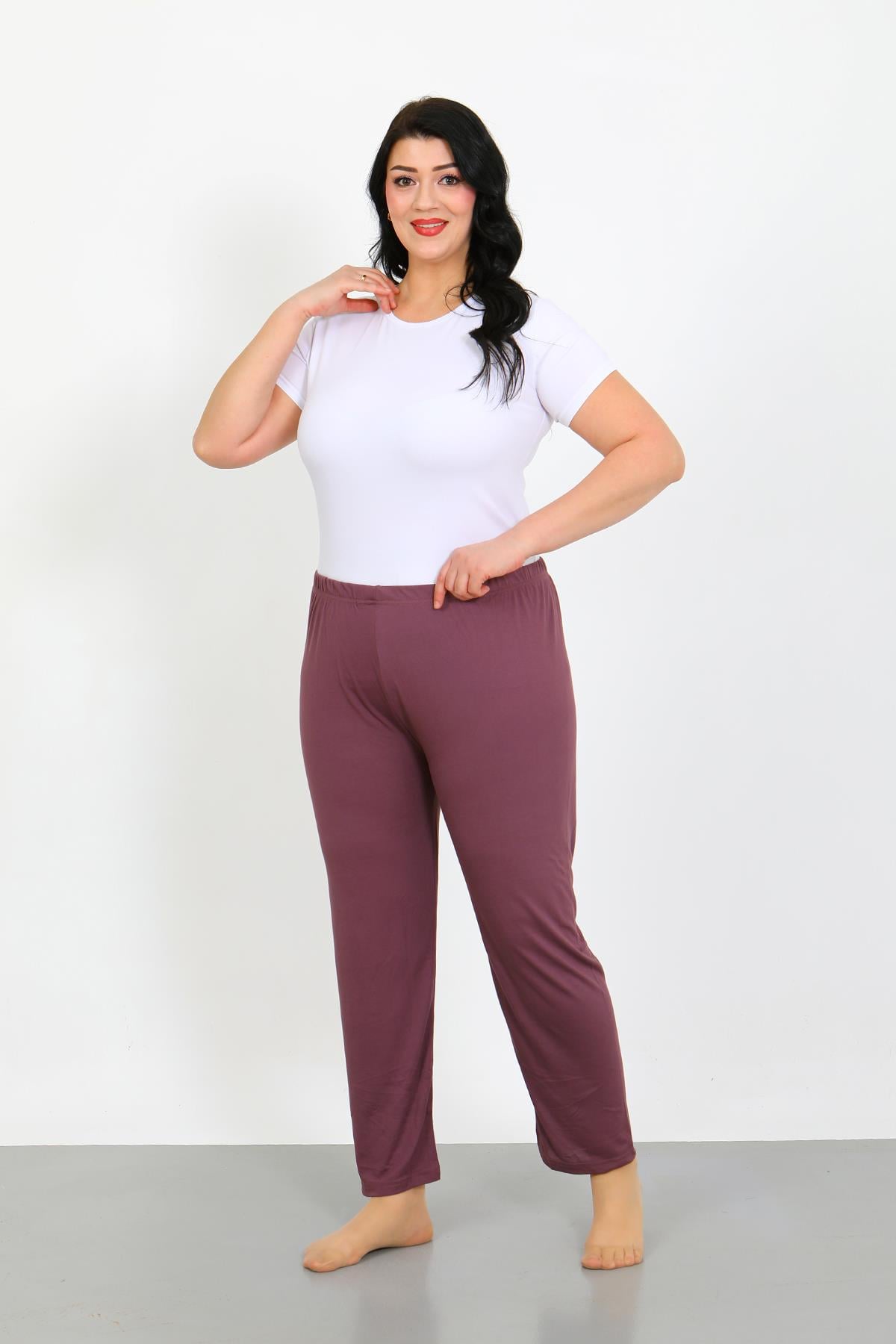 Akbeniz Kadın Büyük Beden Mürdüm Tek Alt Pijama 27555