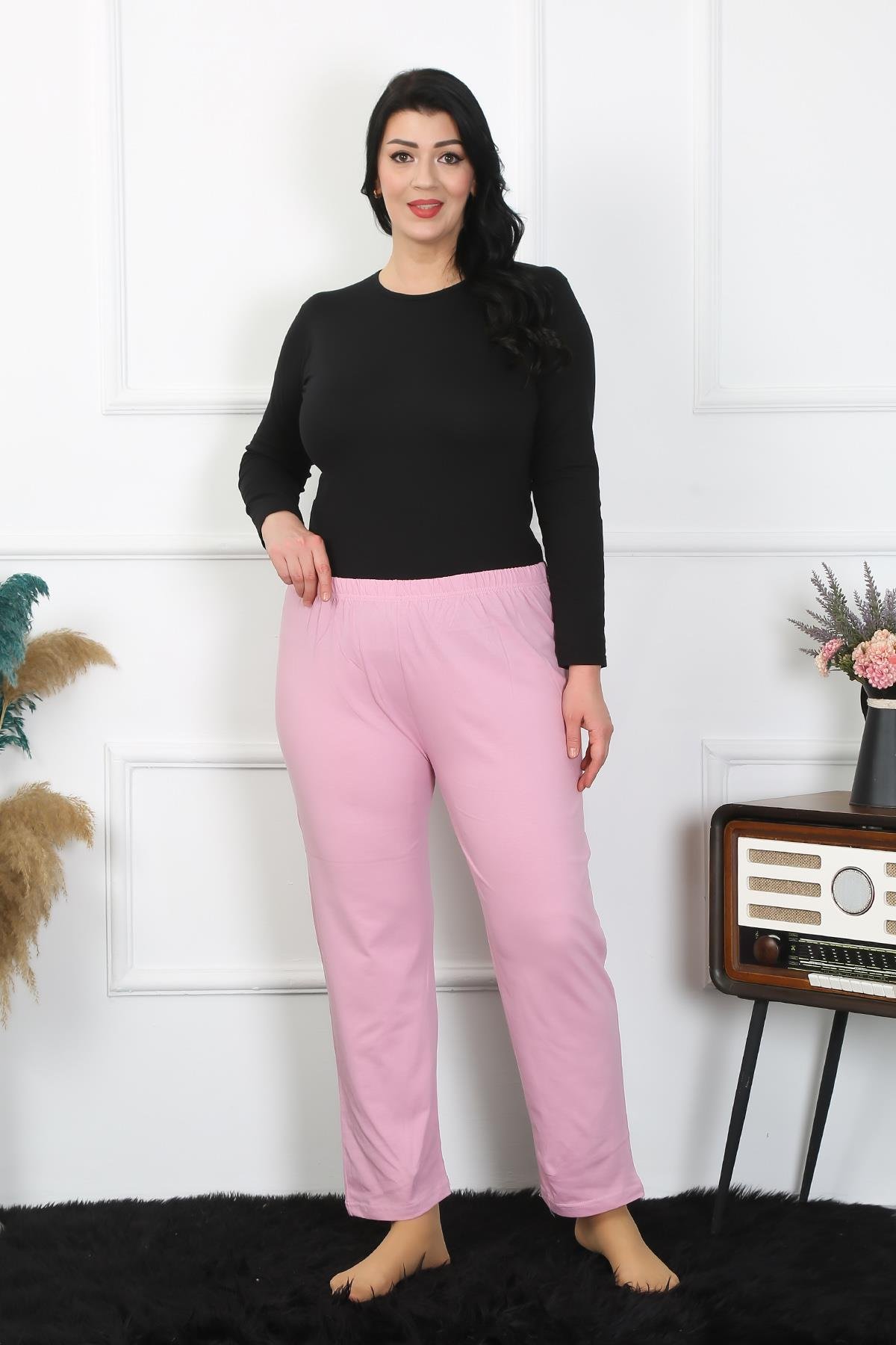 Akbeniz Kadın Büyük Beden Pembe Tek Alt Pijama 27505